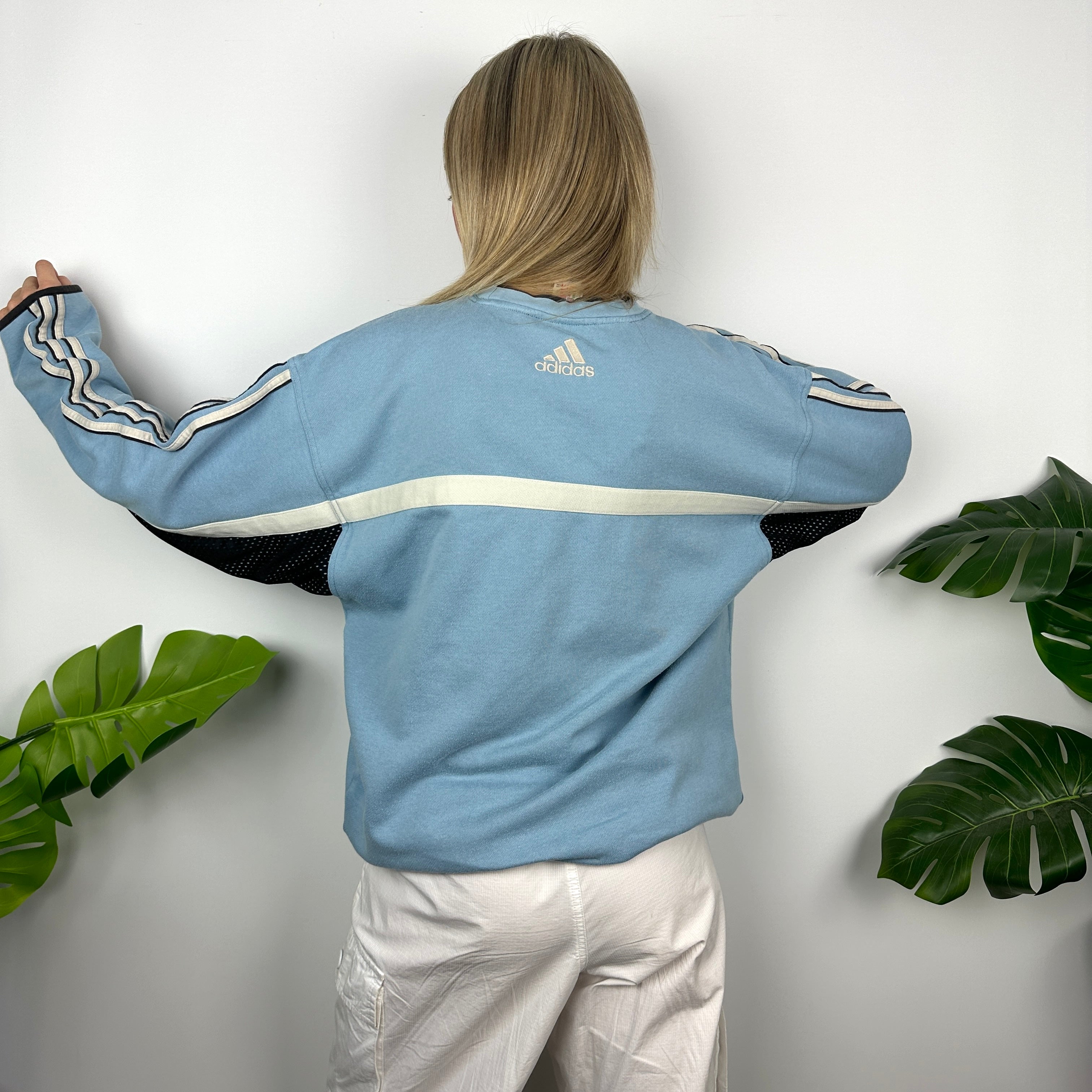 Adidas Baby Blue Embroidered Spell Out Sweatshirt (L)