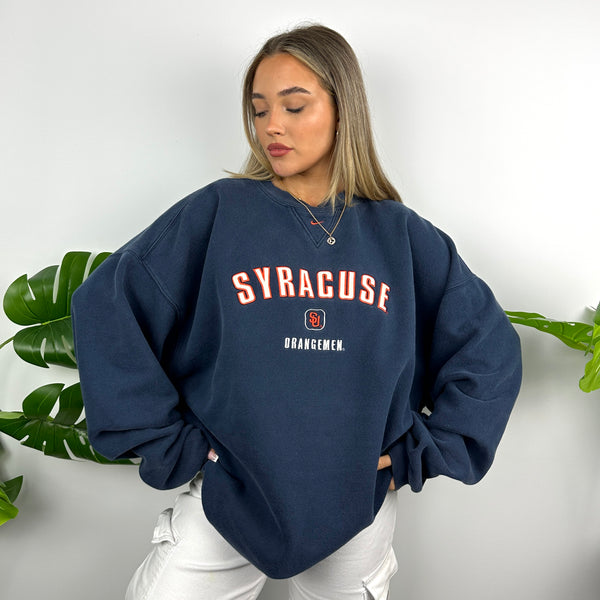 Nike x Syracuse Navy Embroidered Spell Out Sweatshirt (XXL)