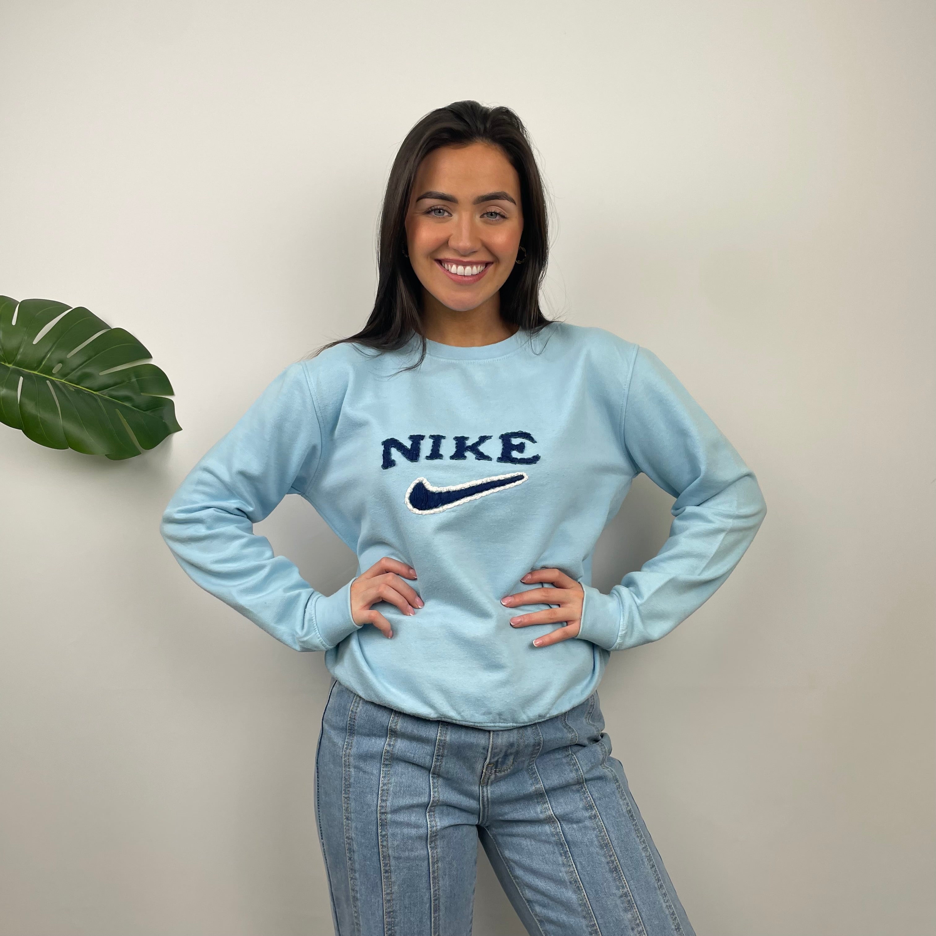 Nike Baby Blue Embroidered Spell Out Sweatshirt (S)