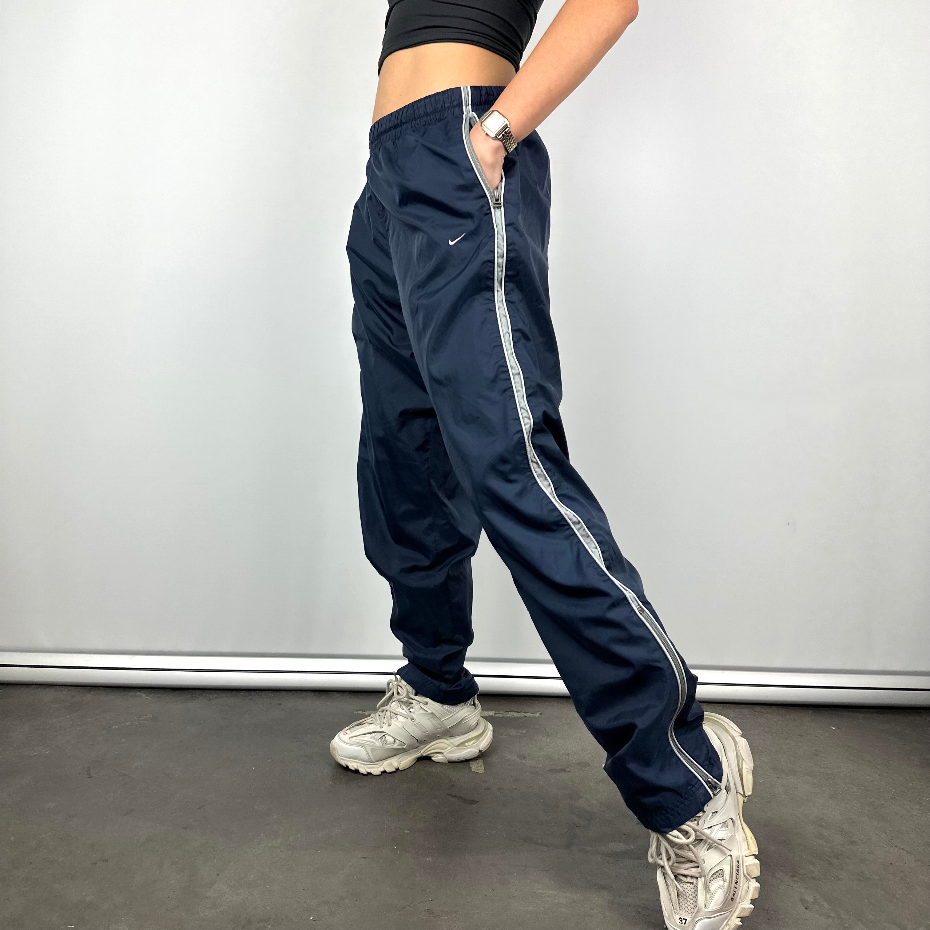 Nike Navy Embroidered Swoosh Track Pants (M)