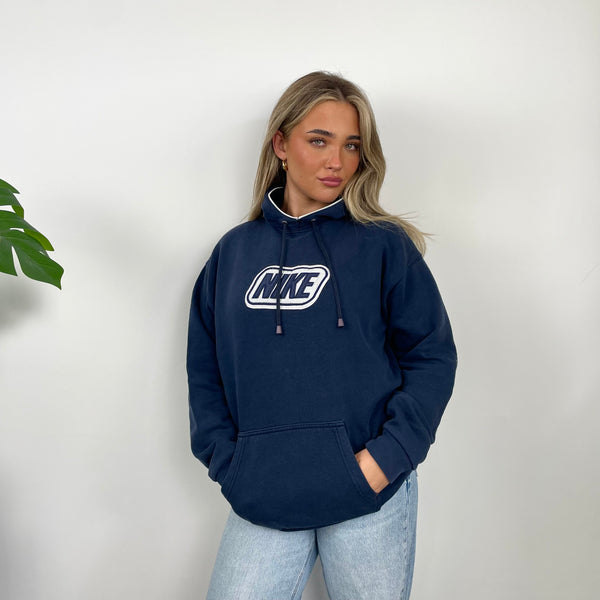 Nike Navy Embroidered Spell Out Hoodie (M)