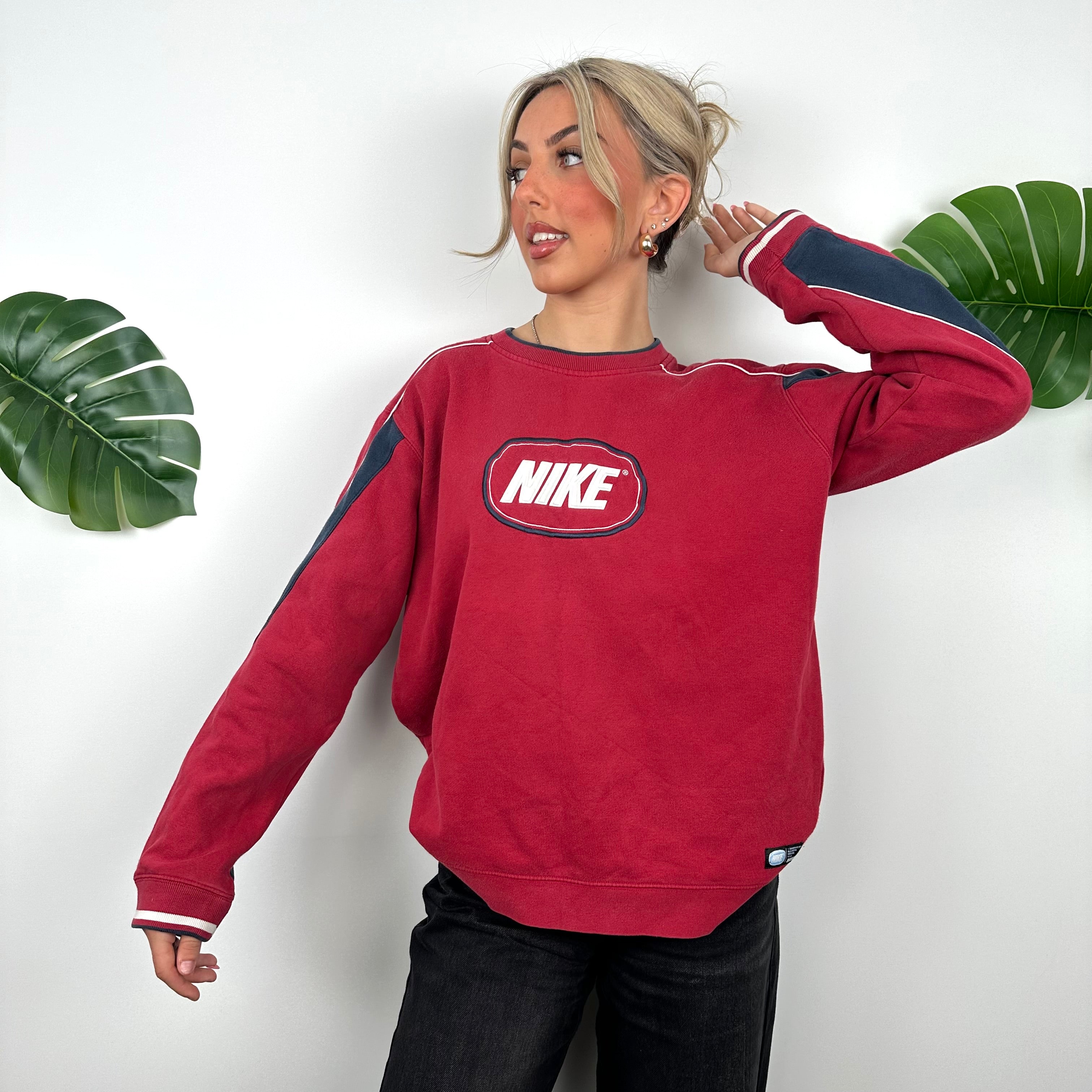 Nike Red Embroidered Spell Out Sweatshirt (M)