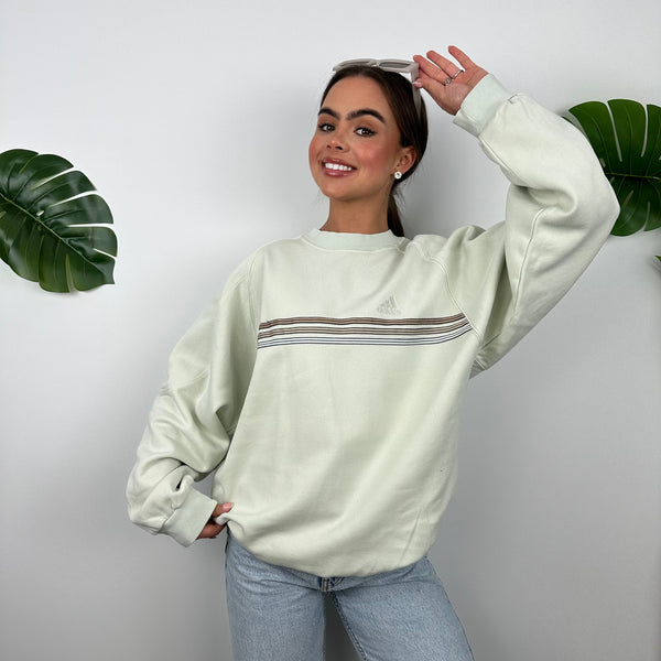 Adidas Sage Green Embroidered Spell Out Sweatshirt (L)