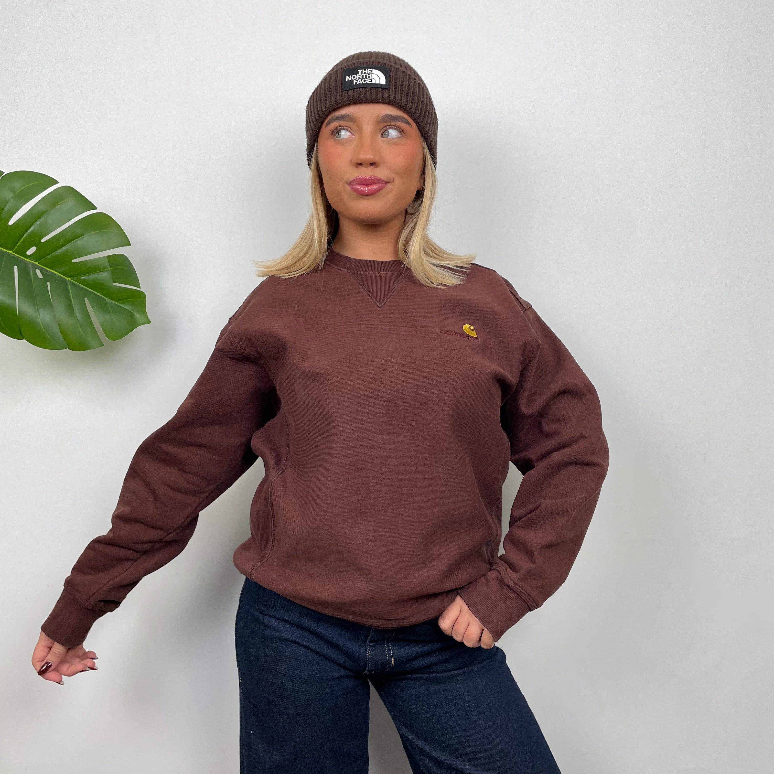 Carhartt Brown Embroidered Spell Out Sweatshirt (M)