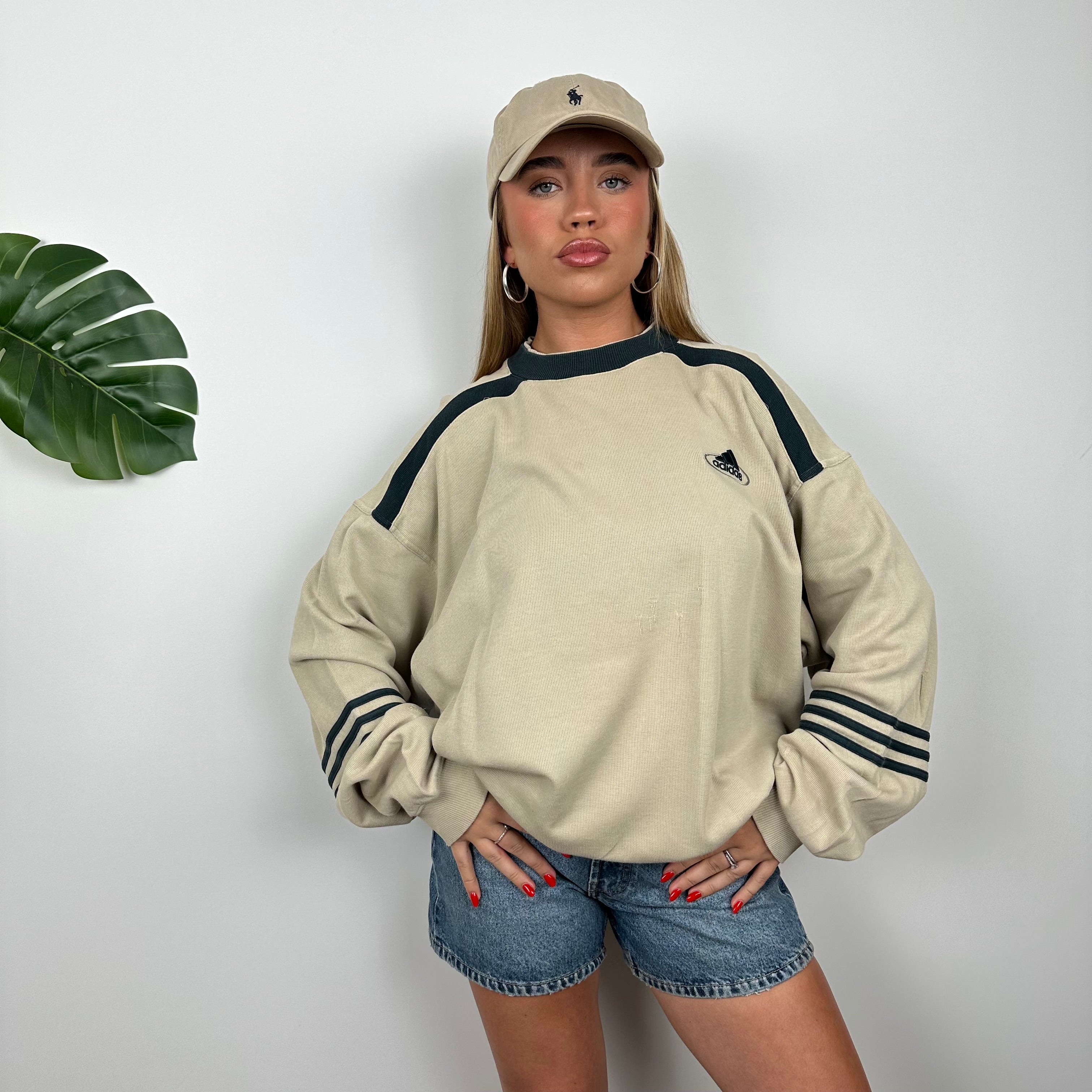 Adidas Tan Embroidered Spell Out Sweatshirt (L)