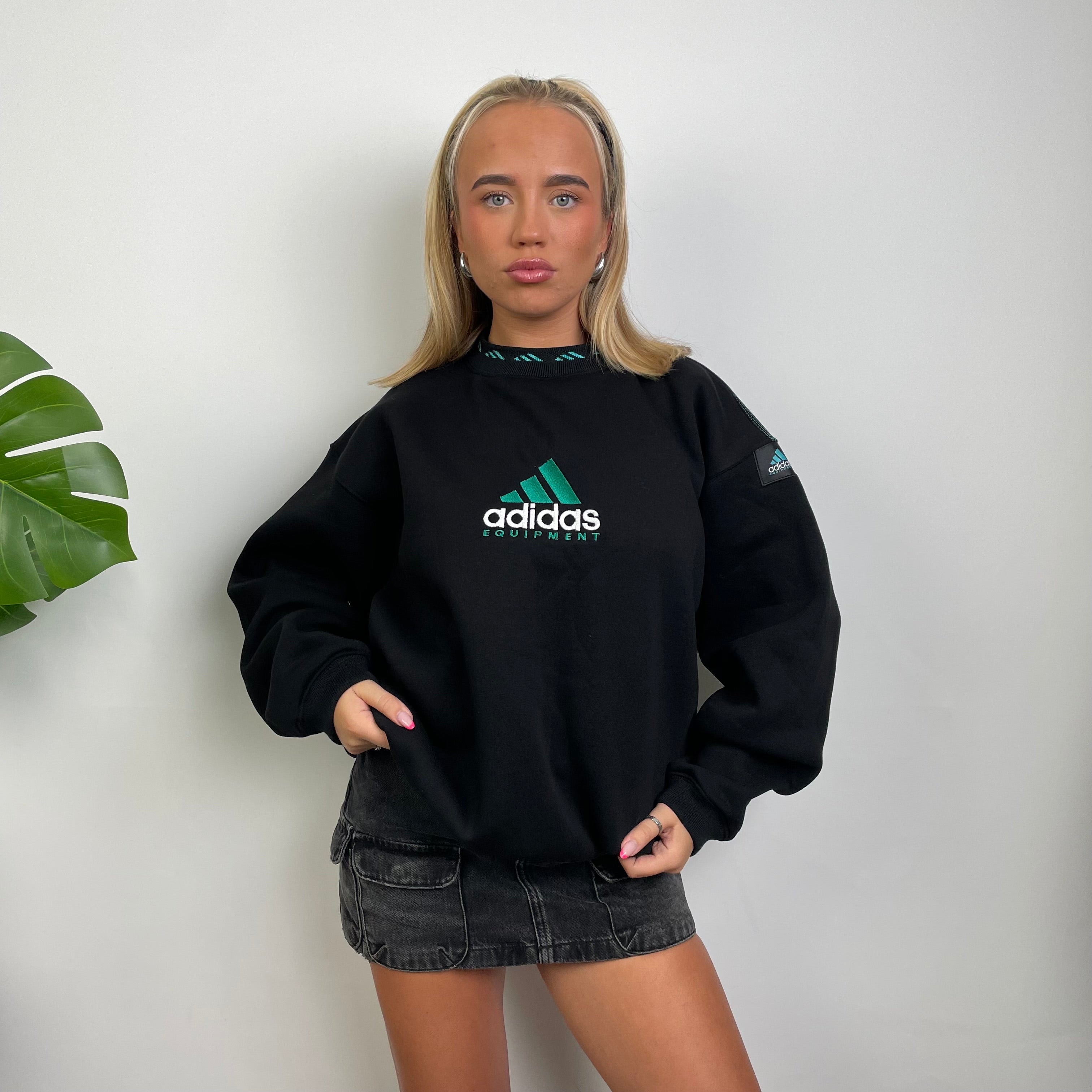 Adidas Equipment Black Embroidered Spell Out Sweatshirt (S)