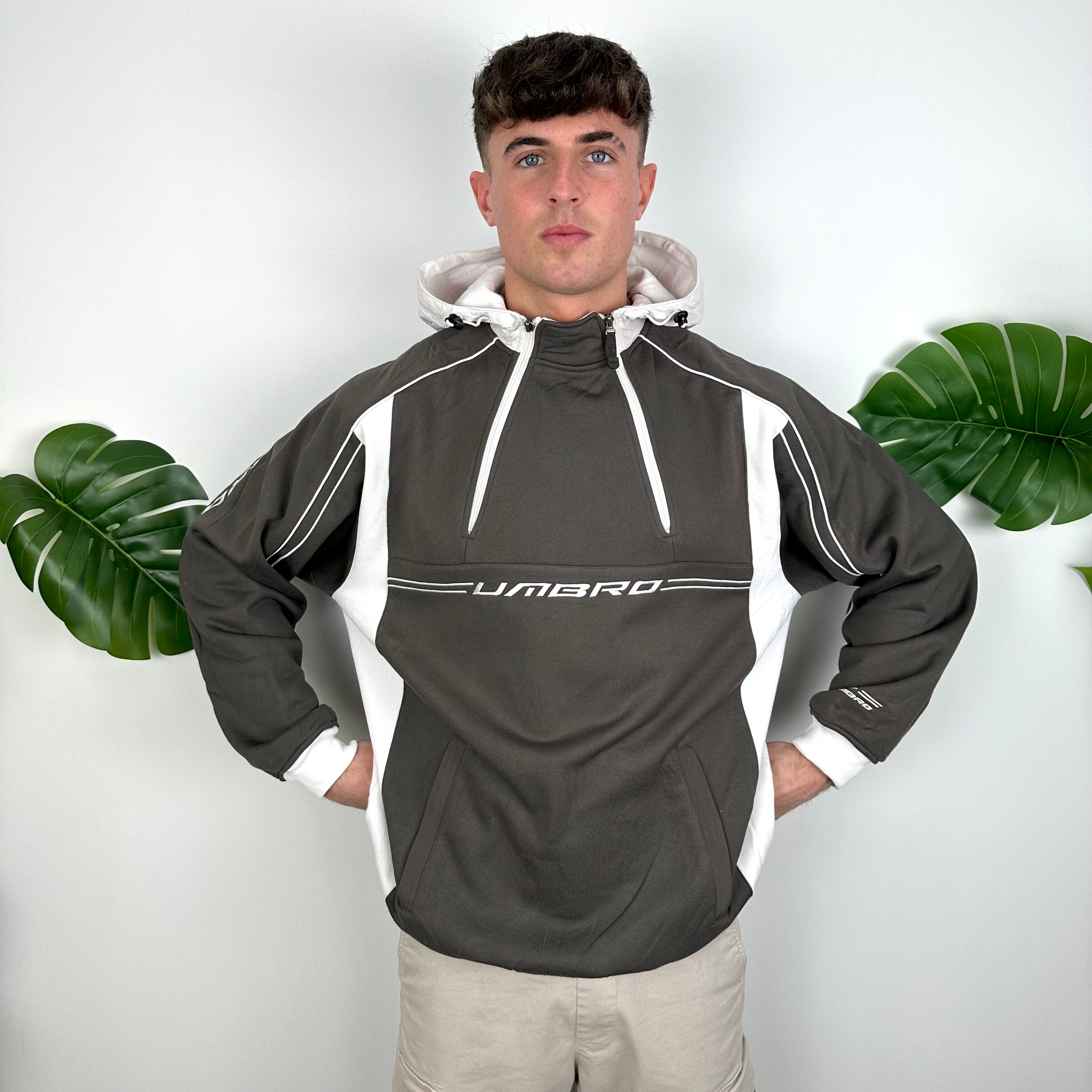 Umbro Grey Embroidered Spell Out Hoodie (XL)