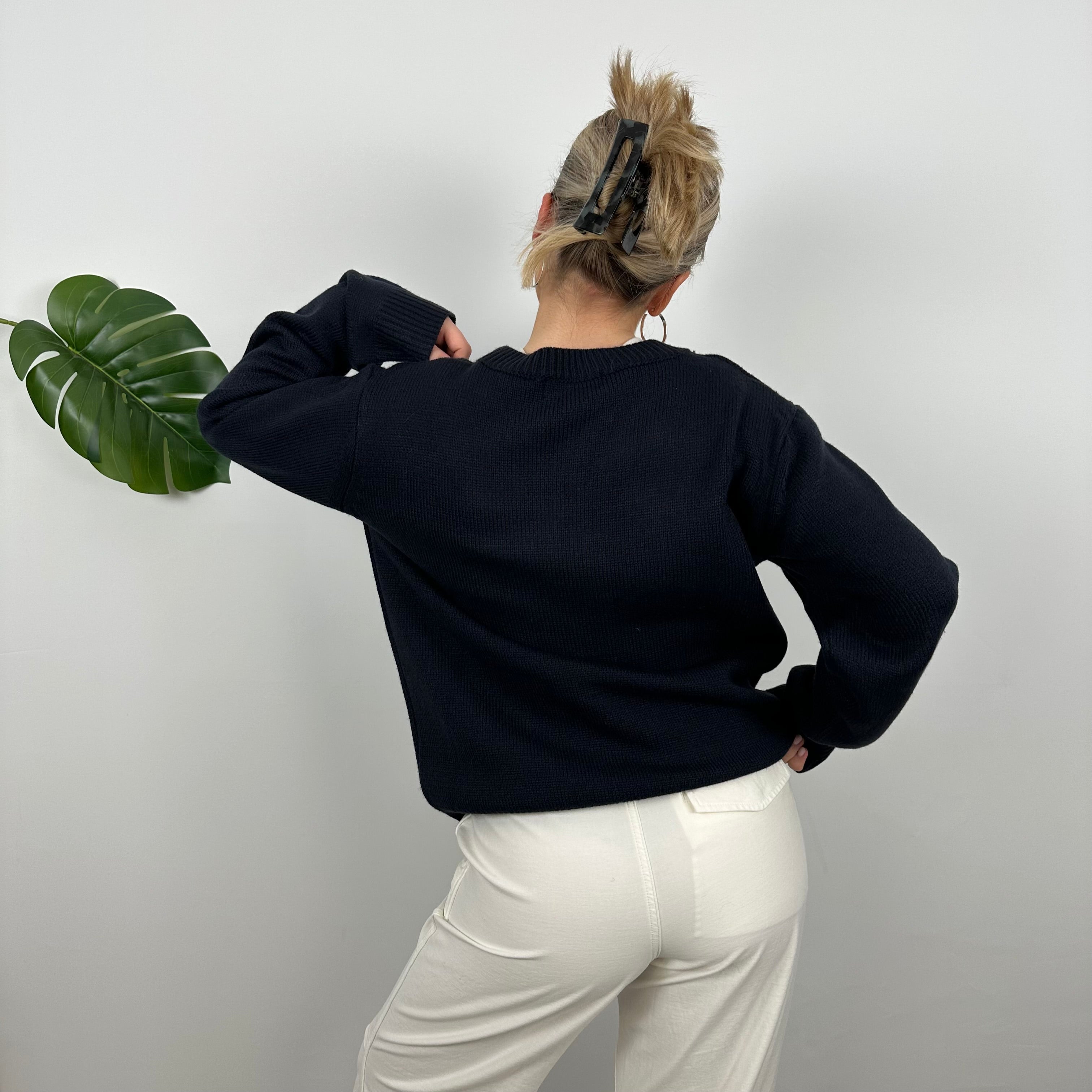 Polo Ralph Lauren Navy Embroidered Spell Out Knitted Sweater (M)
