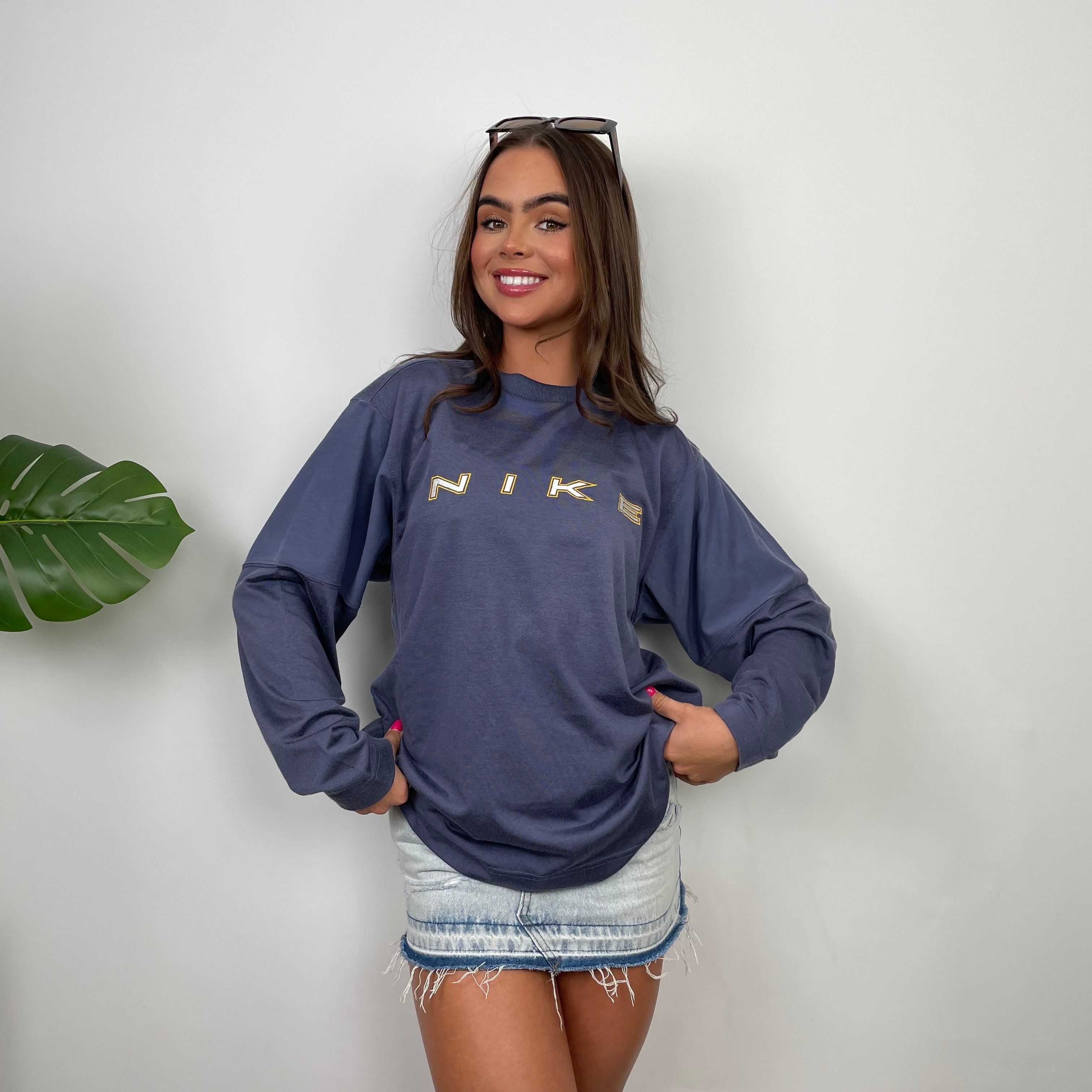 Nike Navy Embroidered Spell Out Sweatshirt (L)