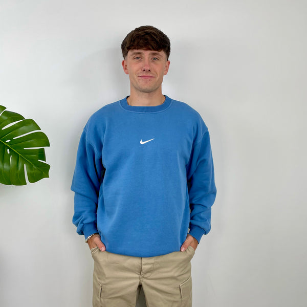 Nike Baby Blue Embroidered Swoosh Sweatshirt (L)
