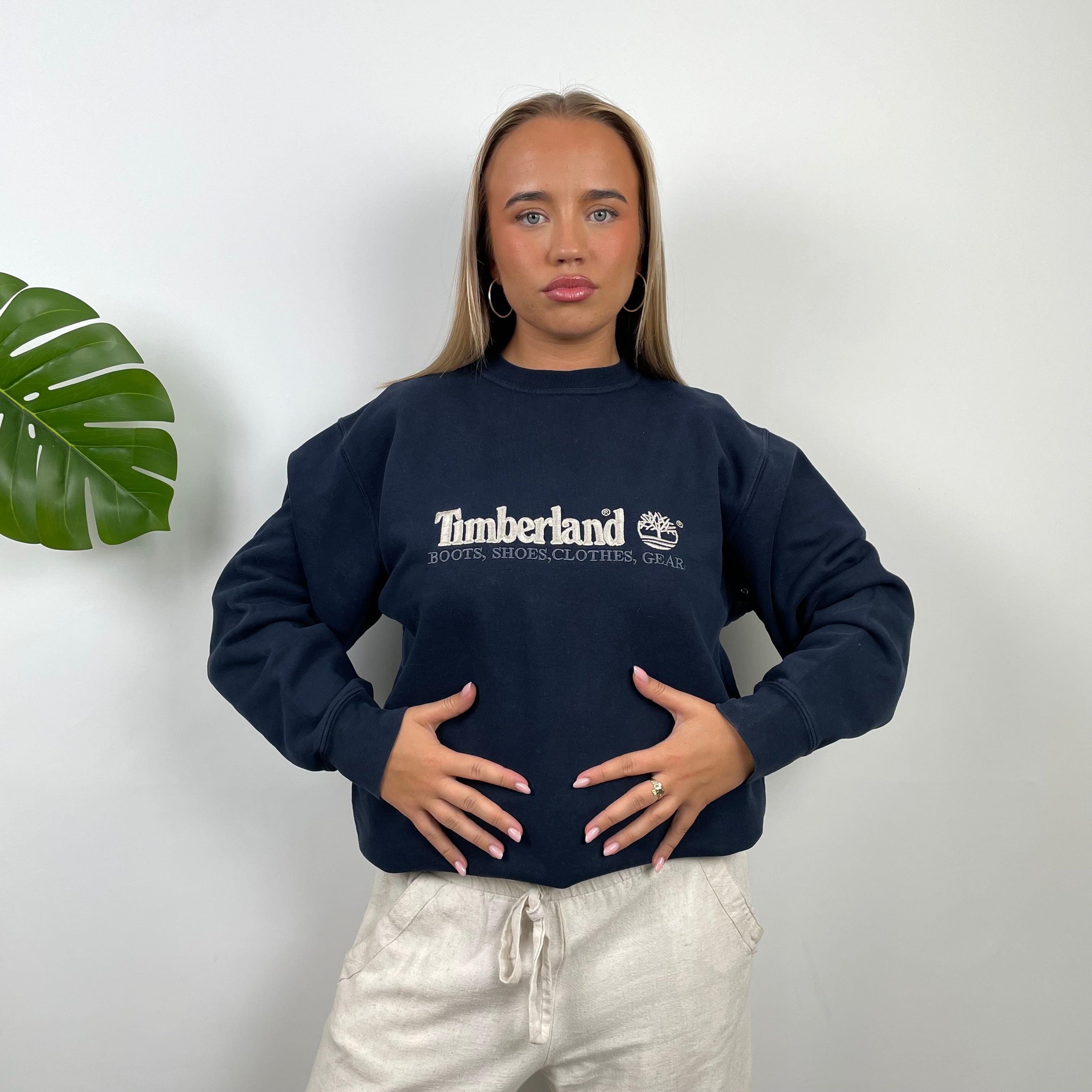Timberland Navy Embroidered Spell Out Sweatshirt (L)