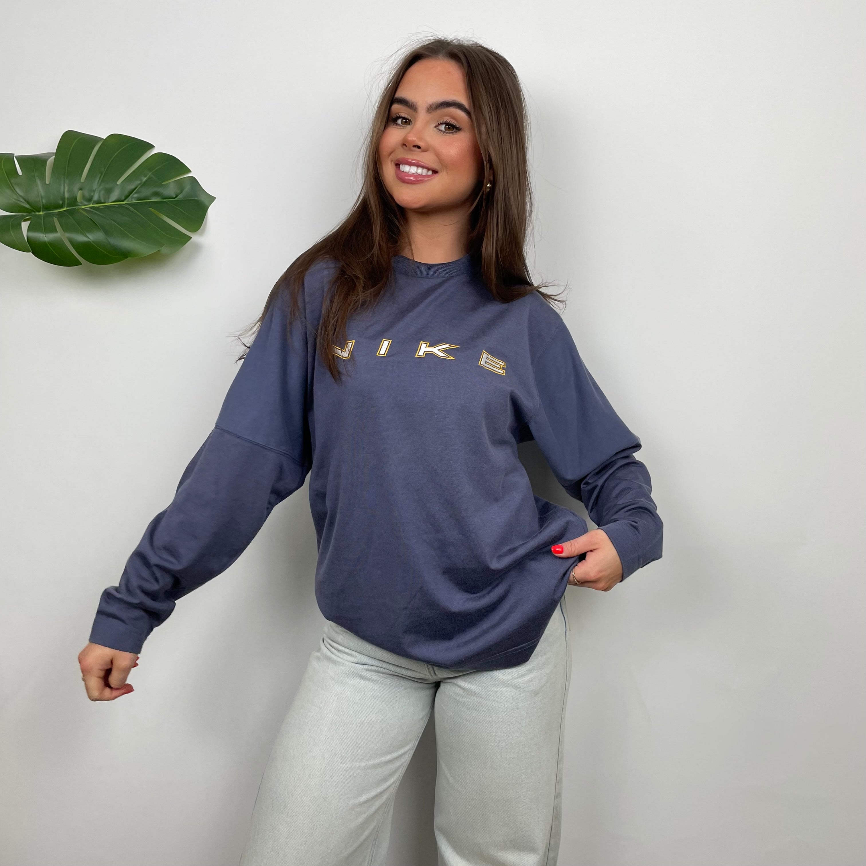 Nike Navy Embroidered Spell Out Sweatshirt (S)