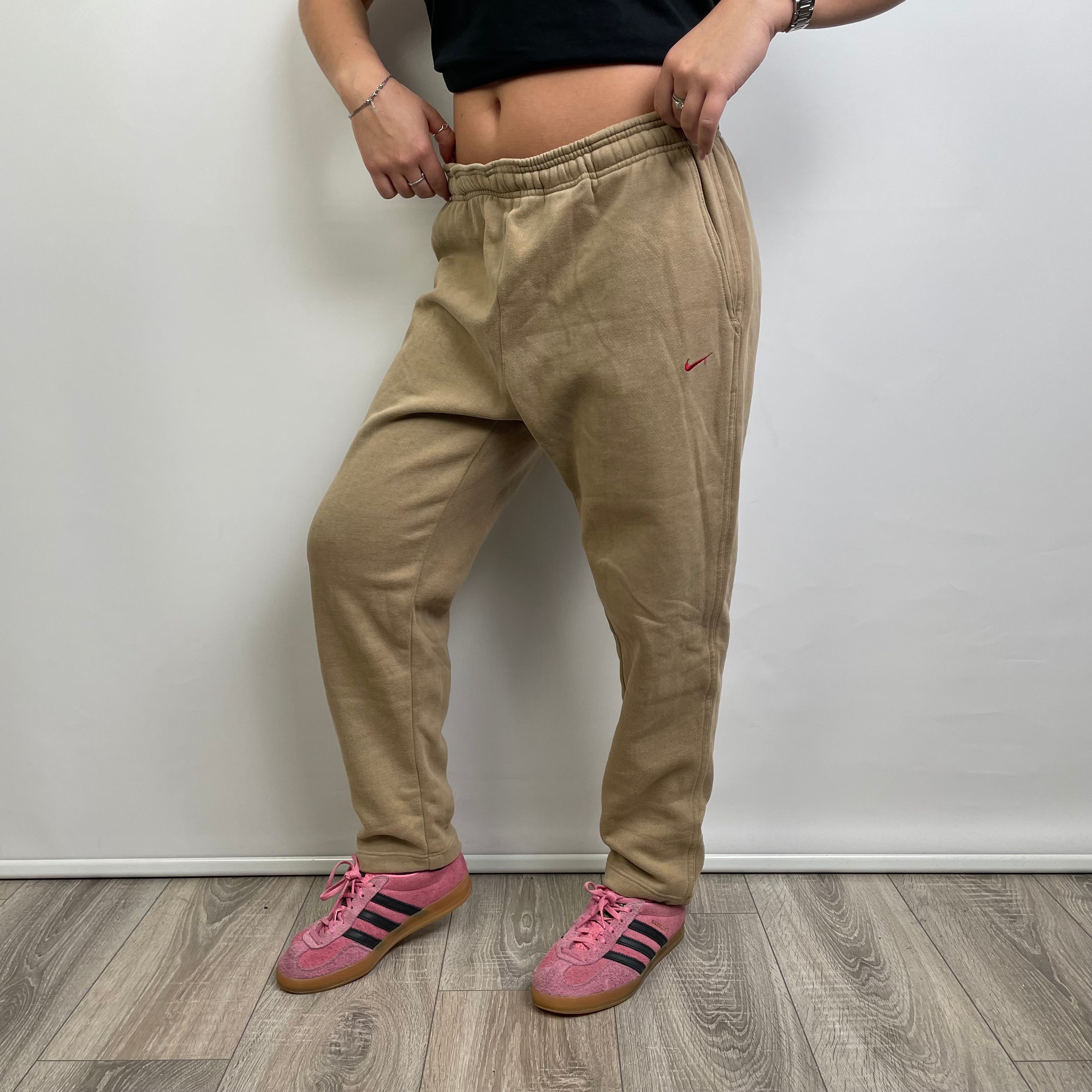 Nike Beige Embroidered Spell Out Track Pants (M)