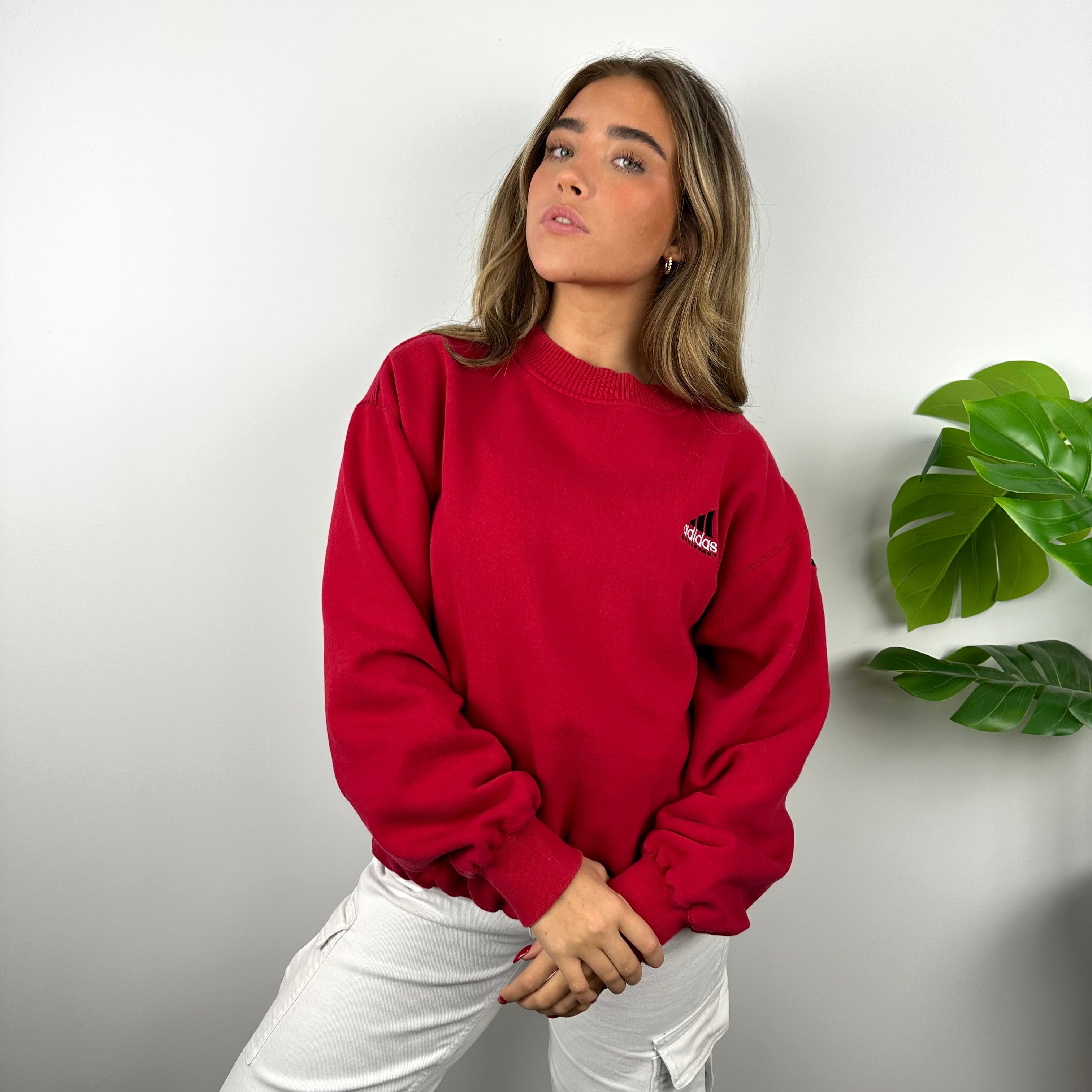 Adidas Equipment RARE Red Embroidered Spell Out Sweatshirt (L)