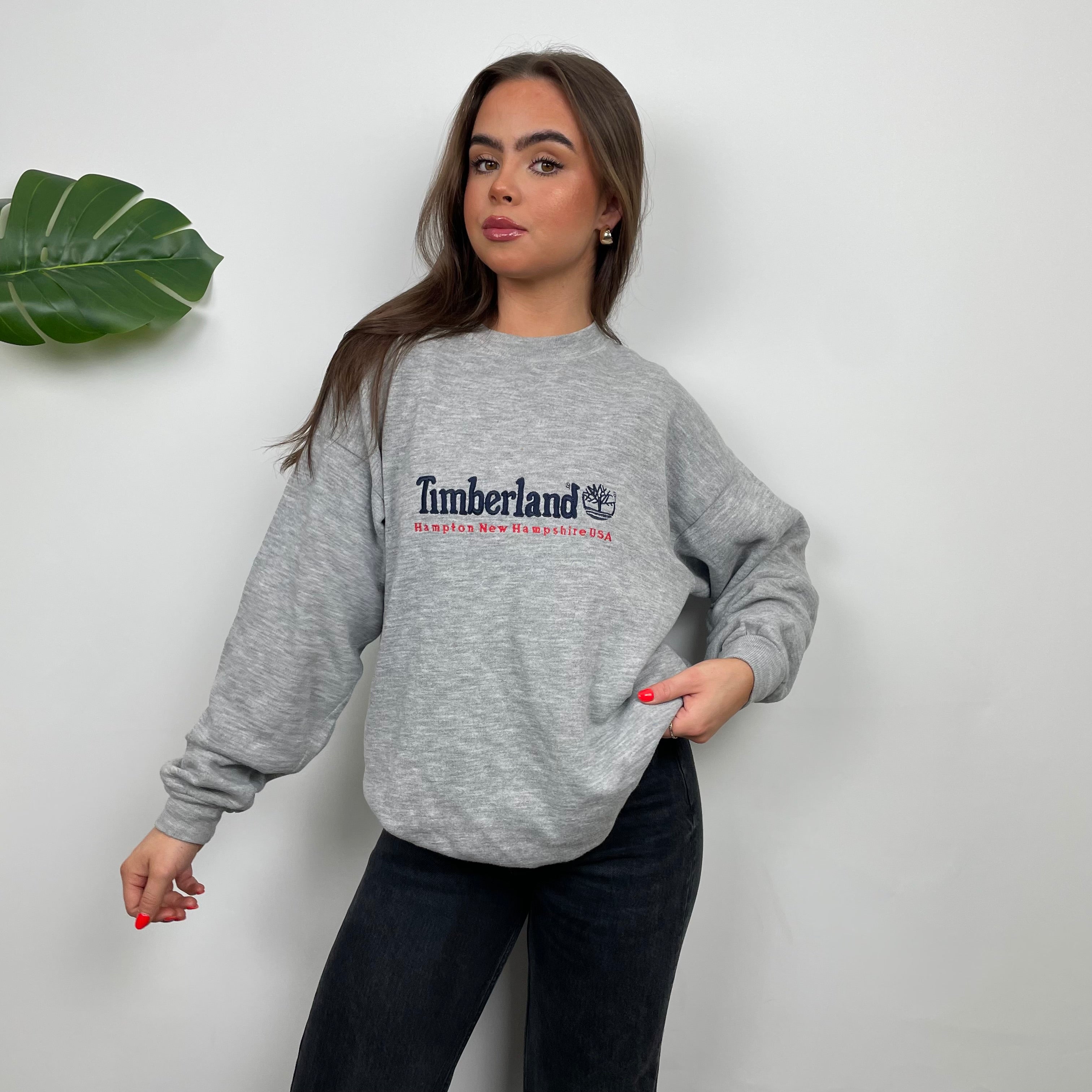 Timberland Grey Embroidered Spell Out Sweatshirt (M)