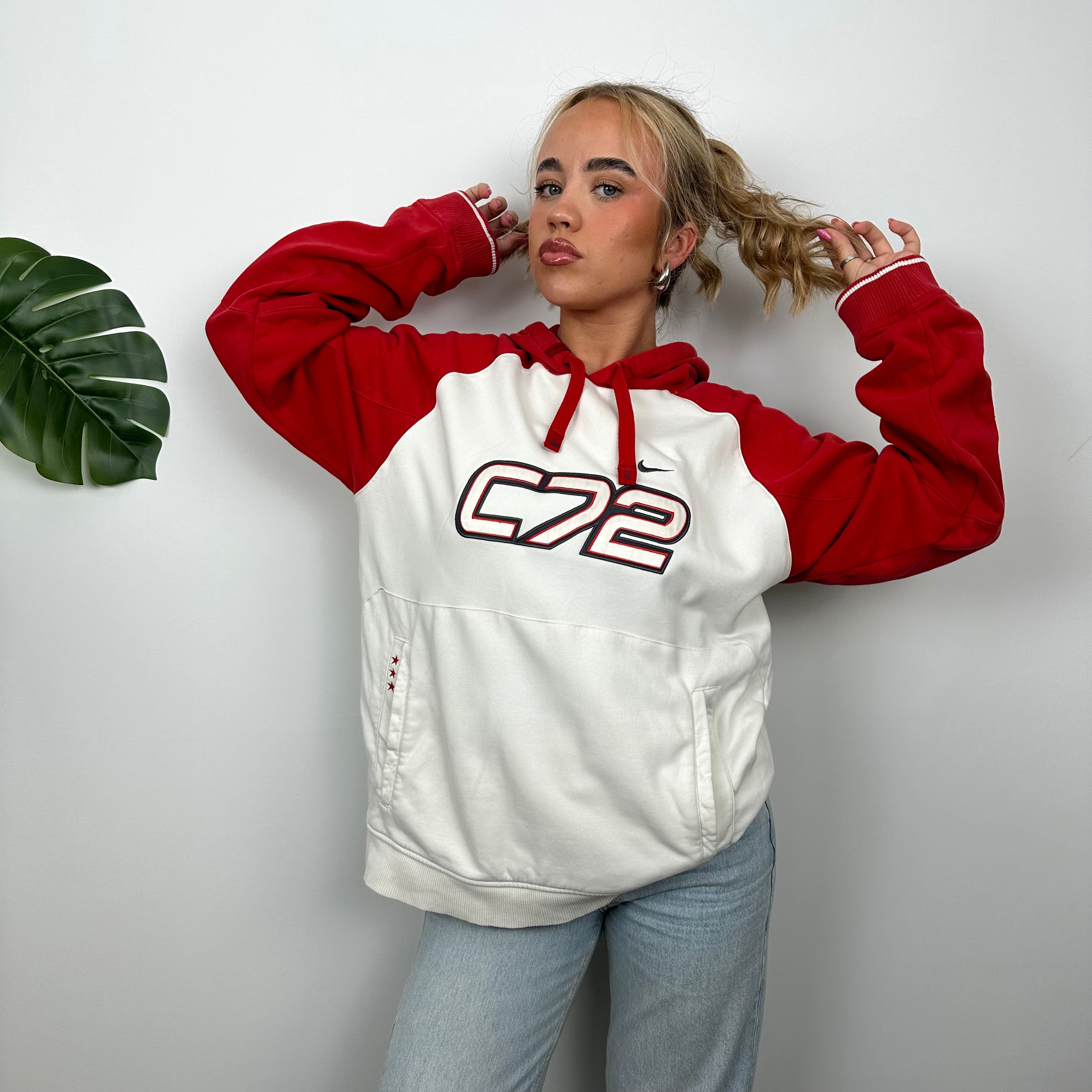 Nike Cortez White Embroidered Spell Out Hoodie (L)