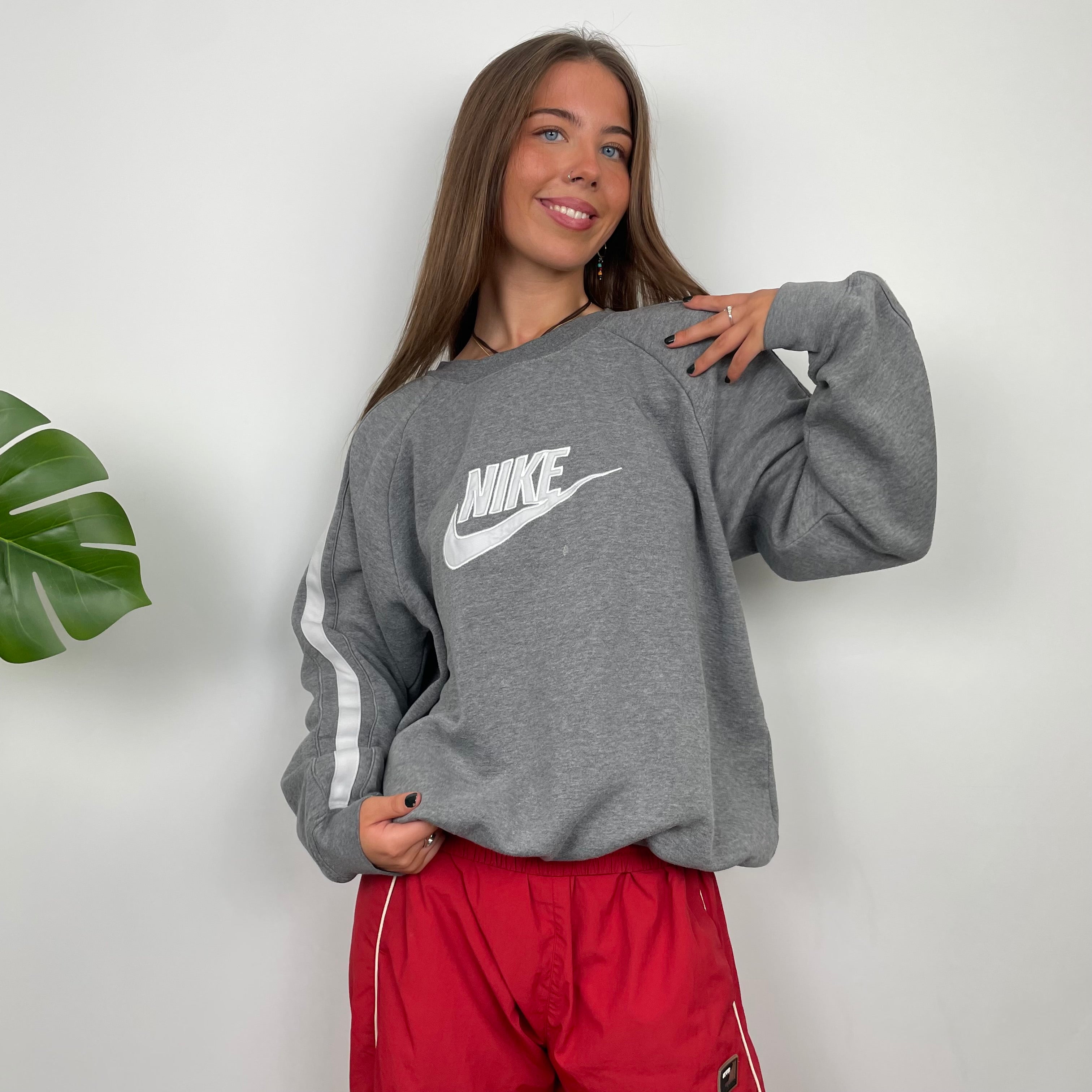 Nike Grey Embroidered Spell Out Sweatshirt (M)