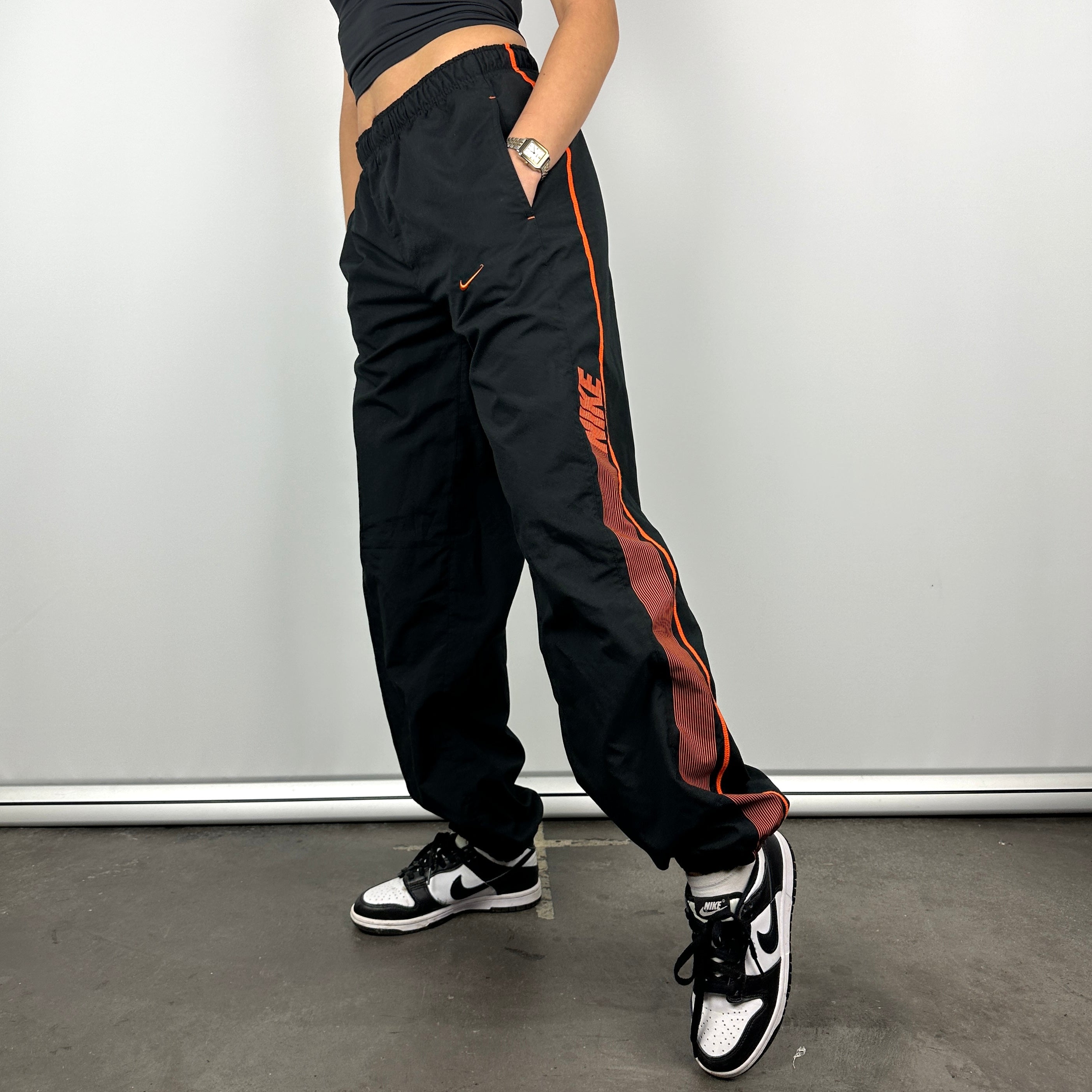 Nike Black Embroidered Swoosh Track Pants (S)