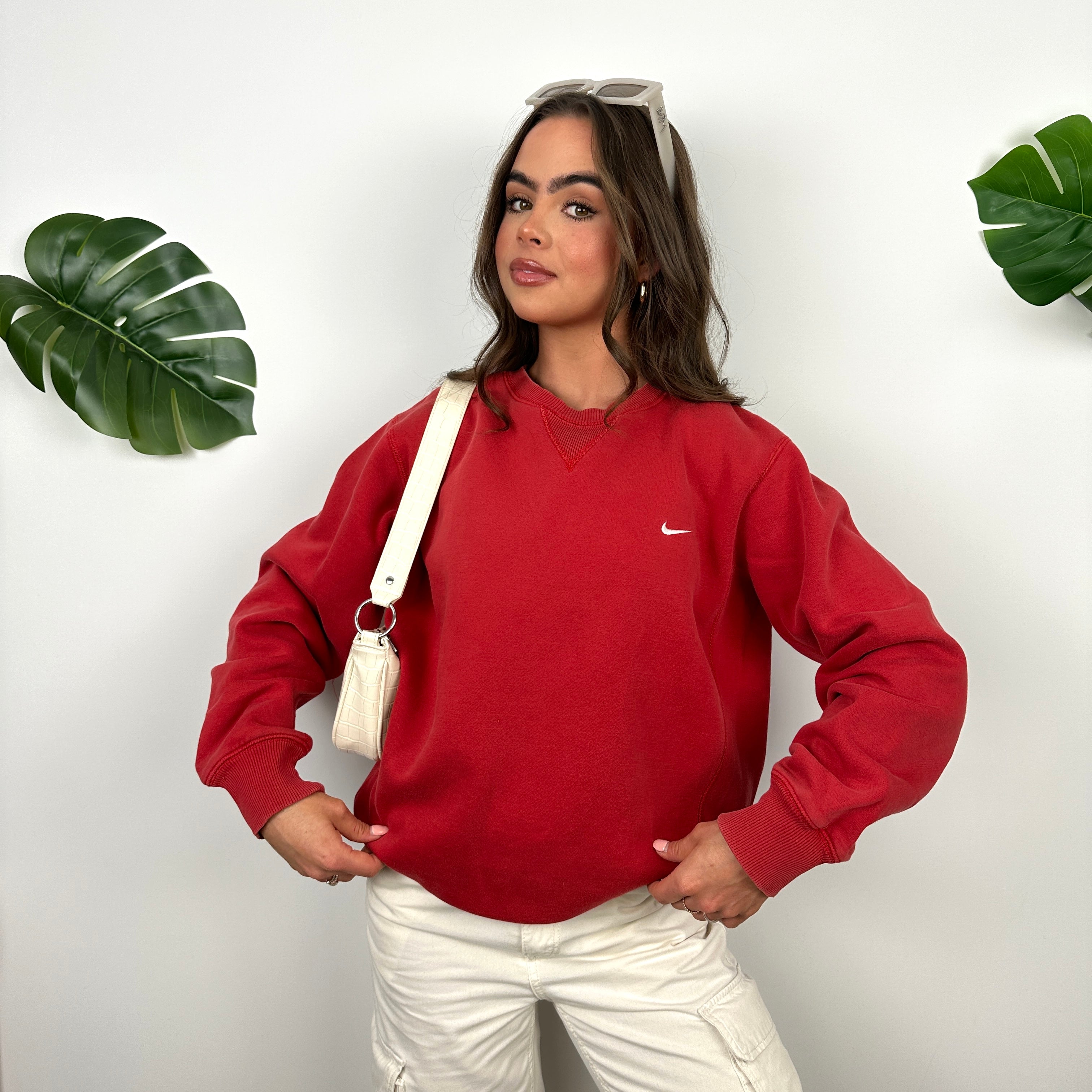 Nike Red Embroidered Swoosh Sweatshirt (M)