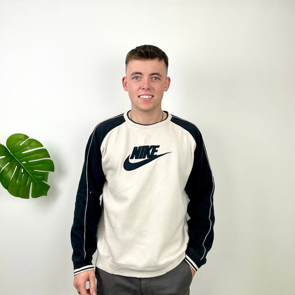 Nike RARE White Embroidered Spell Out Sweatshirt (L)