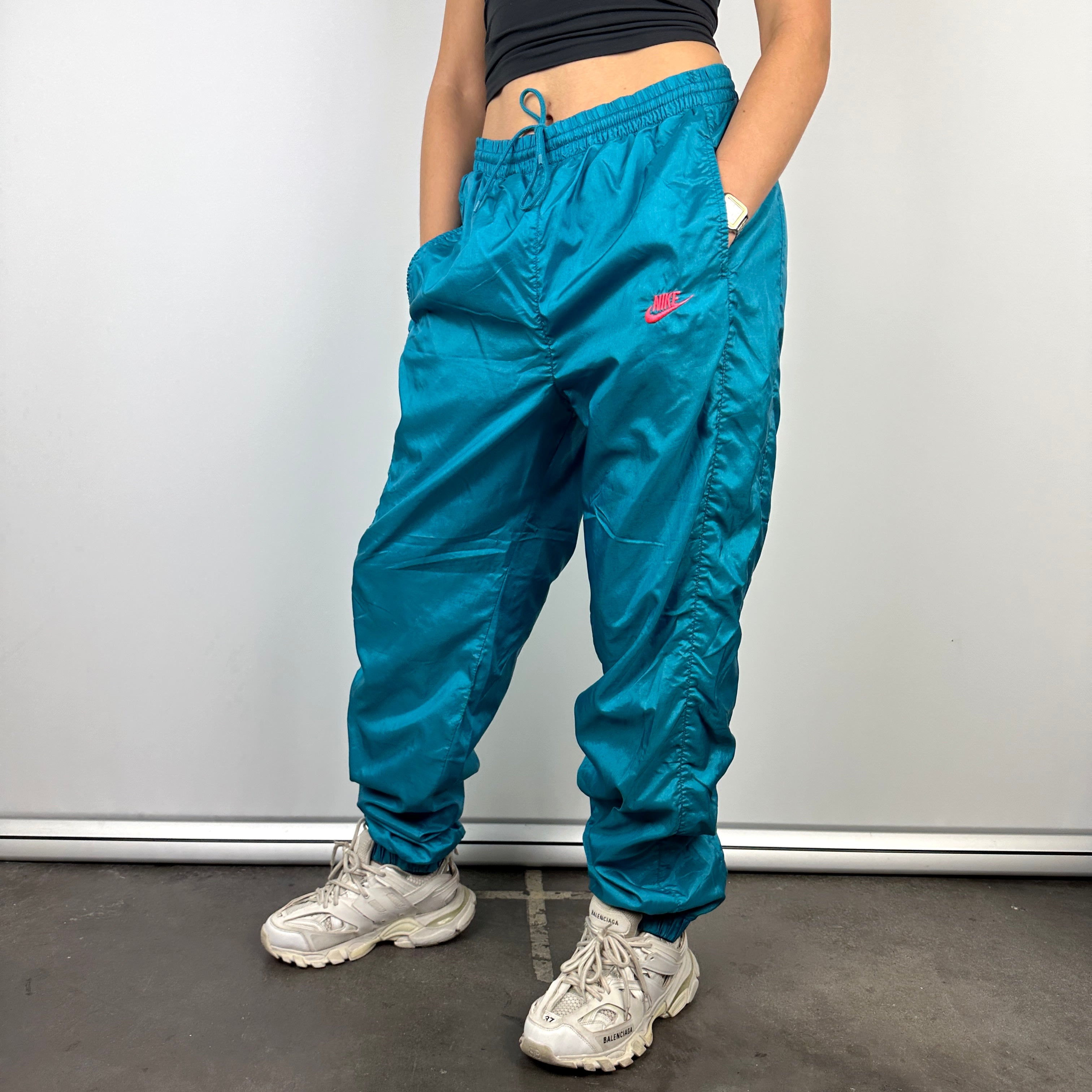 Nike Blue Embroidered Spell Out Track Pants (M)