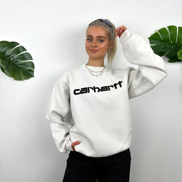 Carhartt White Embroidered Spell Out Sweatshirt (M)