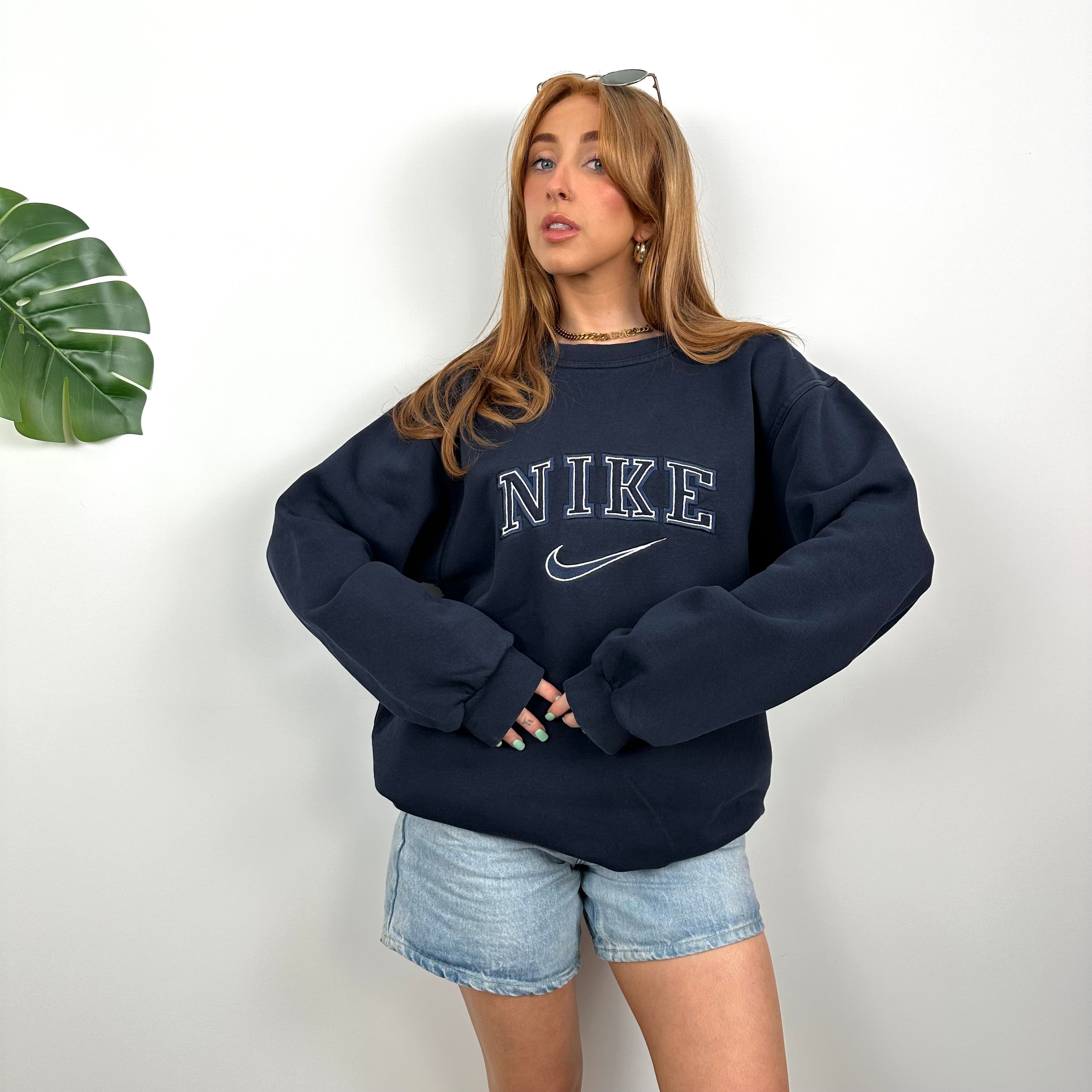 Nike Navy Embroidered Spell Out Sweatshirt (XL)