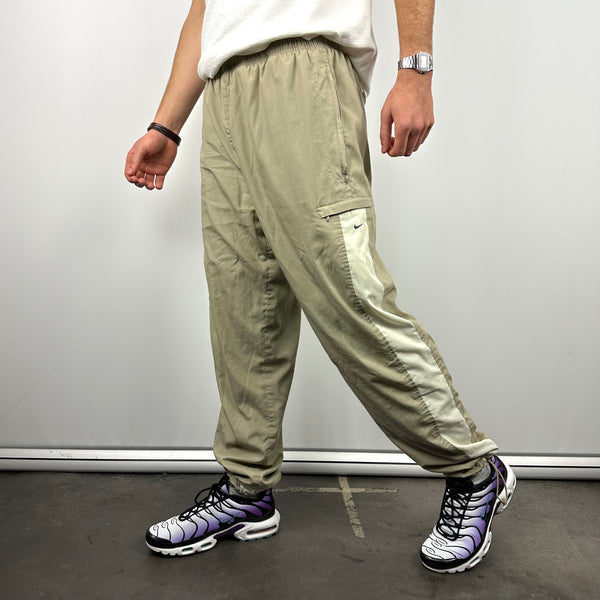 Nike Tan Beige Embroidered Swoosh Track Pants (L)