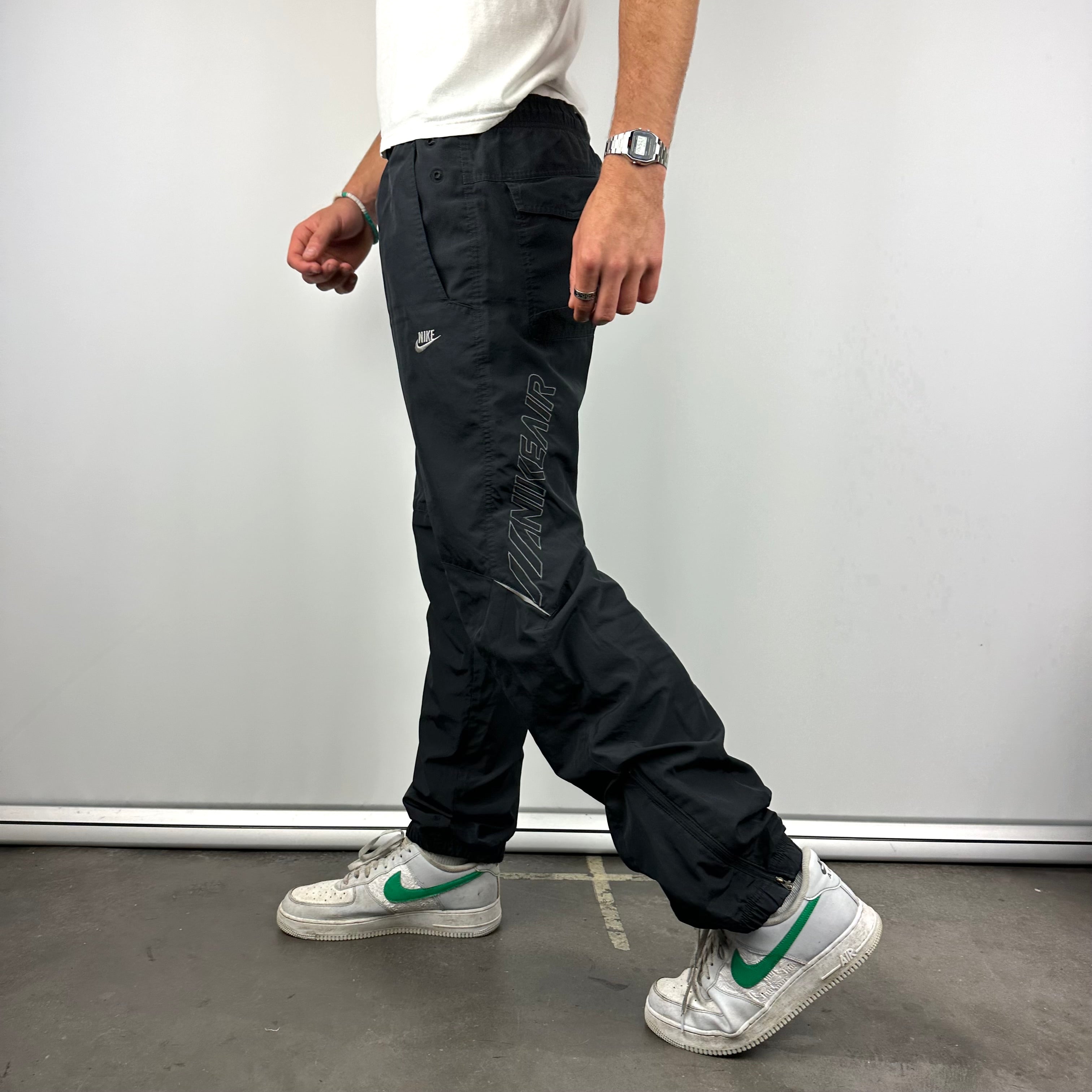 Nike Air Black Embroidered Spell Out Track Pants (M)