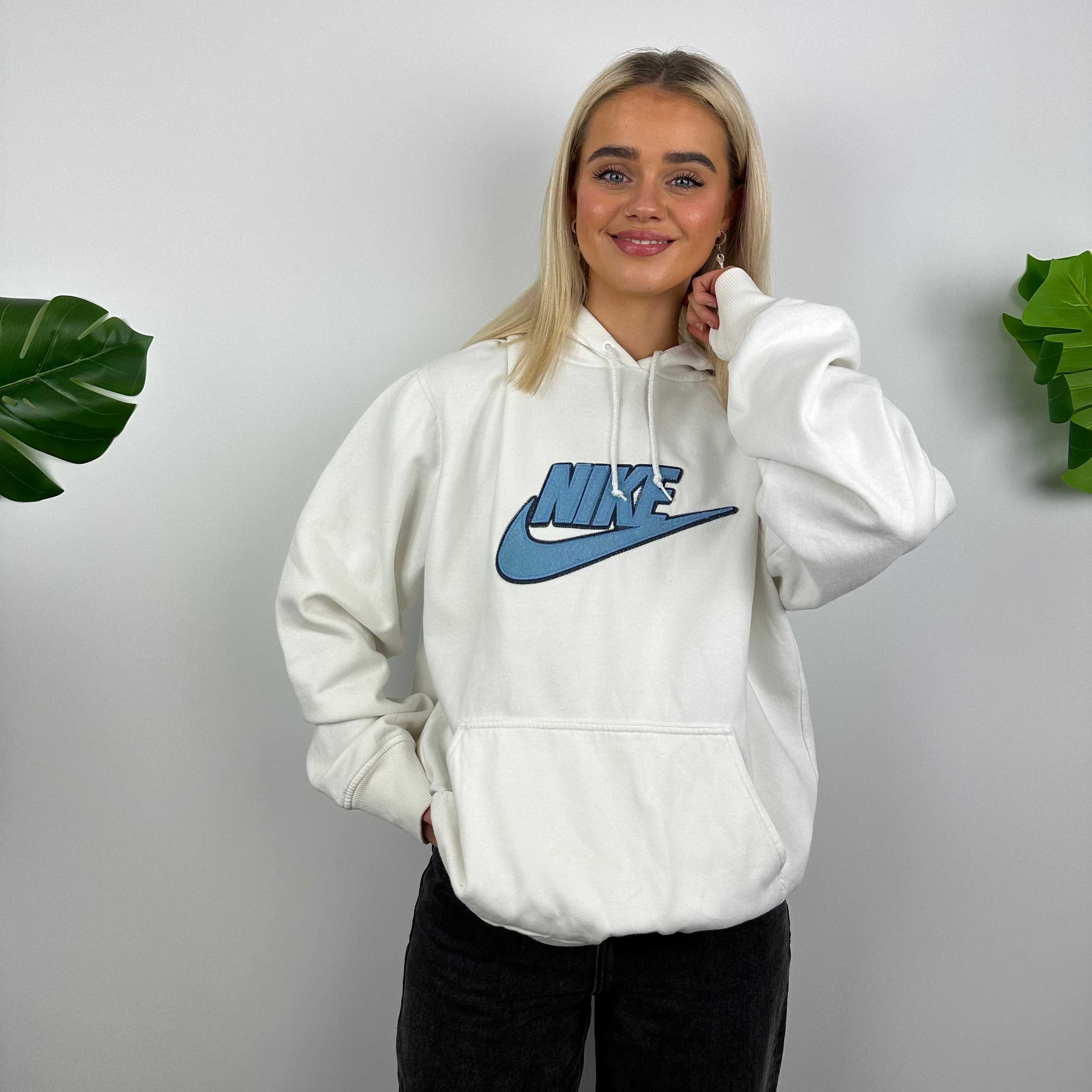 Nike RARE White Embroidered Spell Out Hoodie (L)