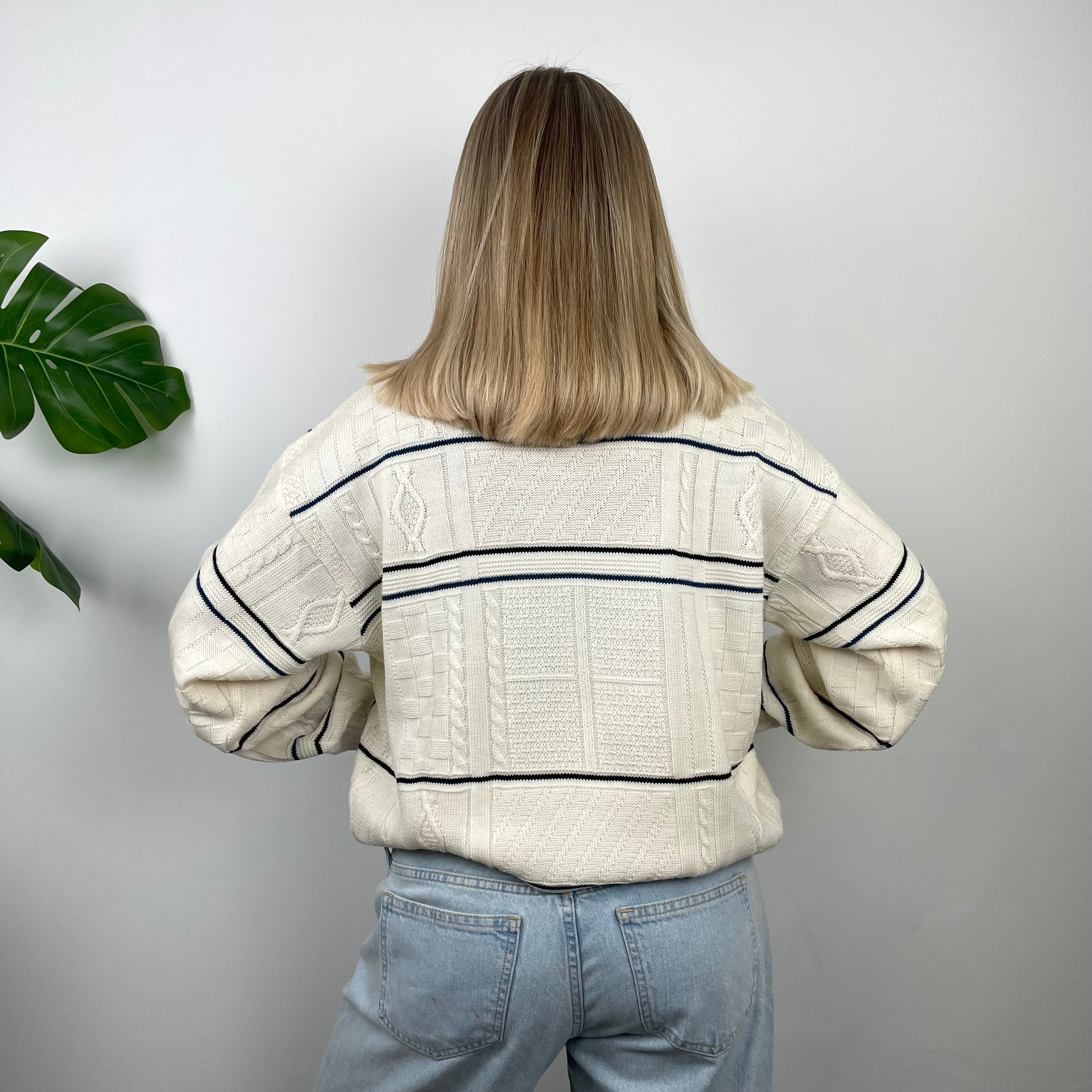 Lacoste RARE Cream Embroidered Logo Knitted Sweater (S)