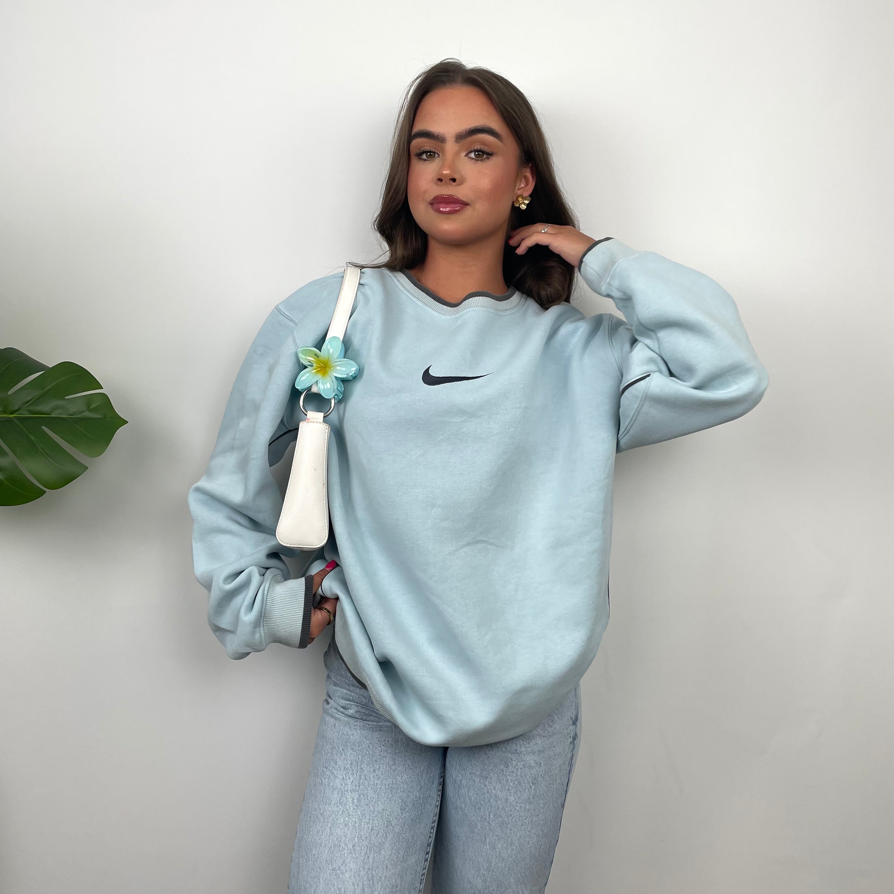 Nike Baby Blue Embroidered Swoosh Sweatshirt (L)