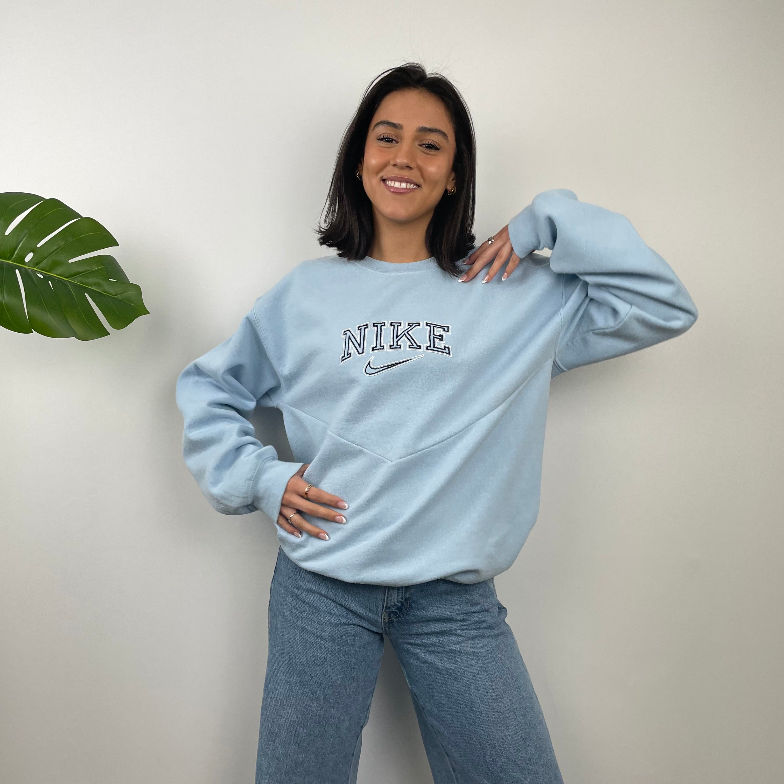 Nike Baby Blue Embroidered Spell Out Sweatshirt (L)