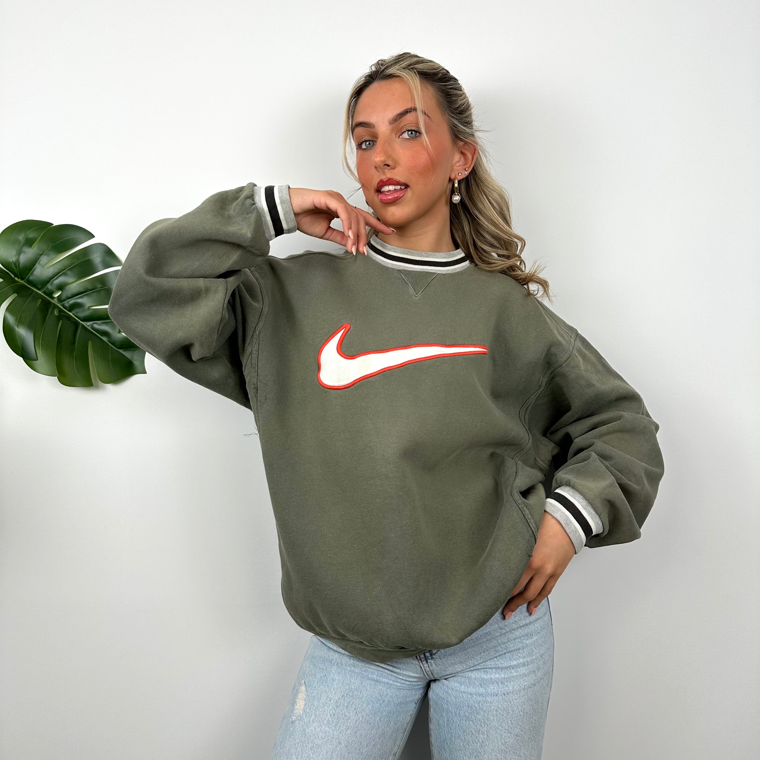 Nike Khaki Embroidered Swoosh Sweatshirt (M)