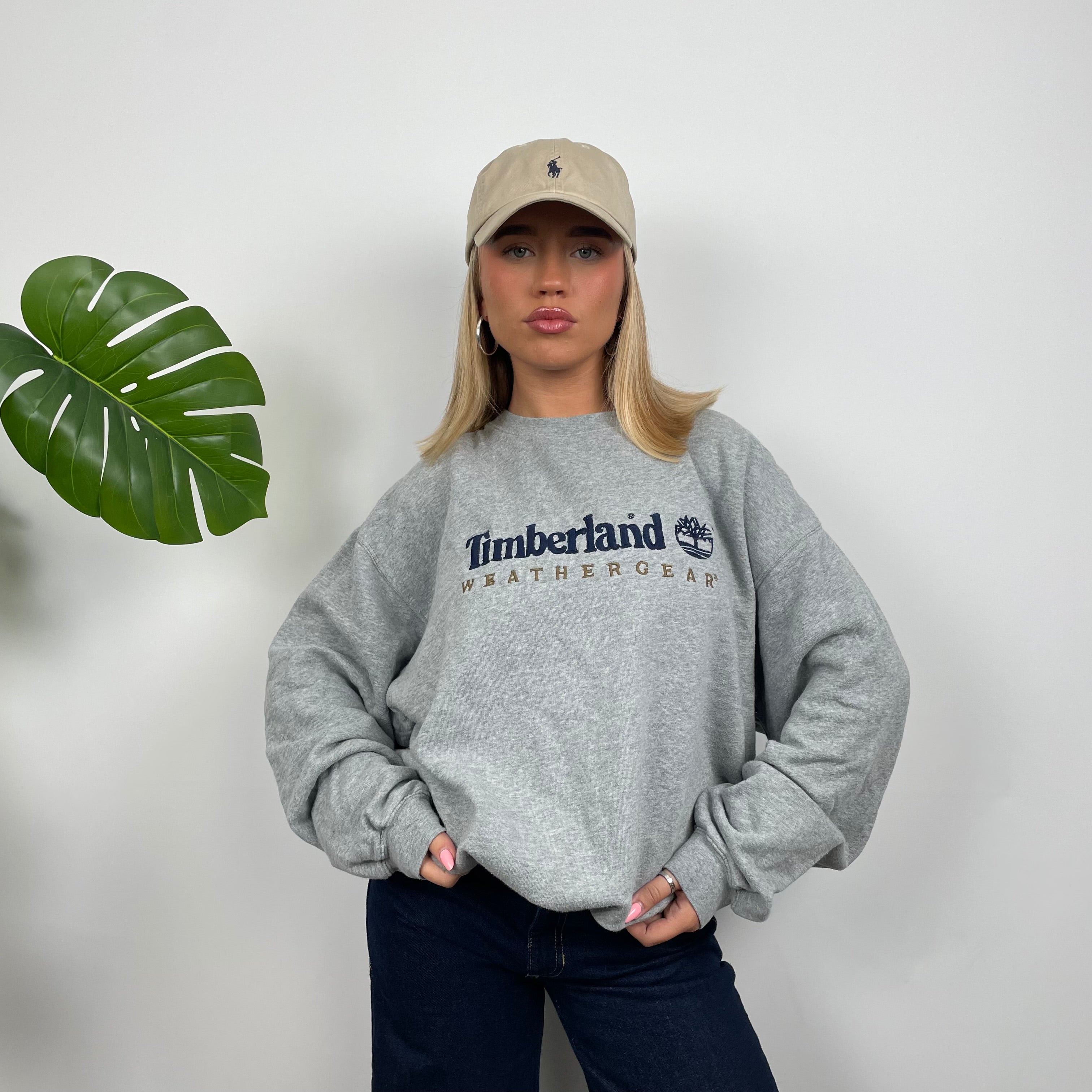 Timberland Grey Embroidered Spell Out Sweatshirt (XXL)