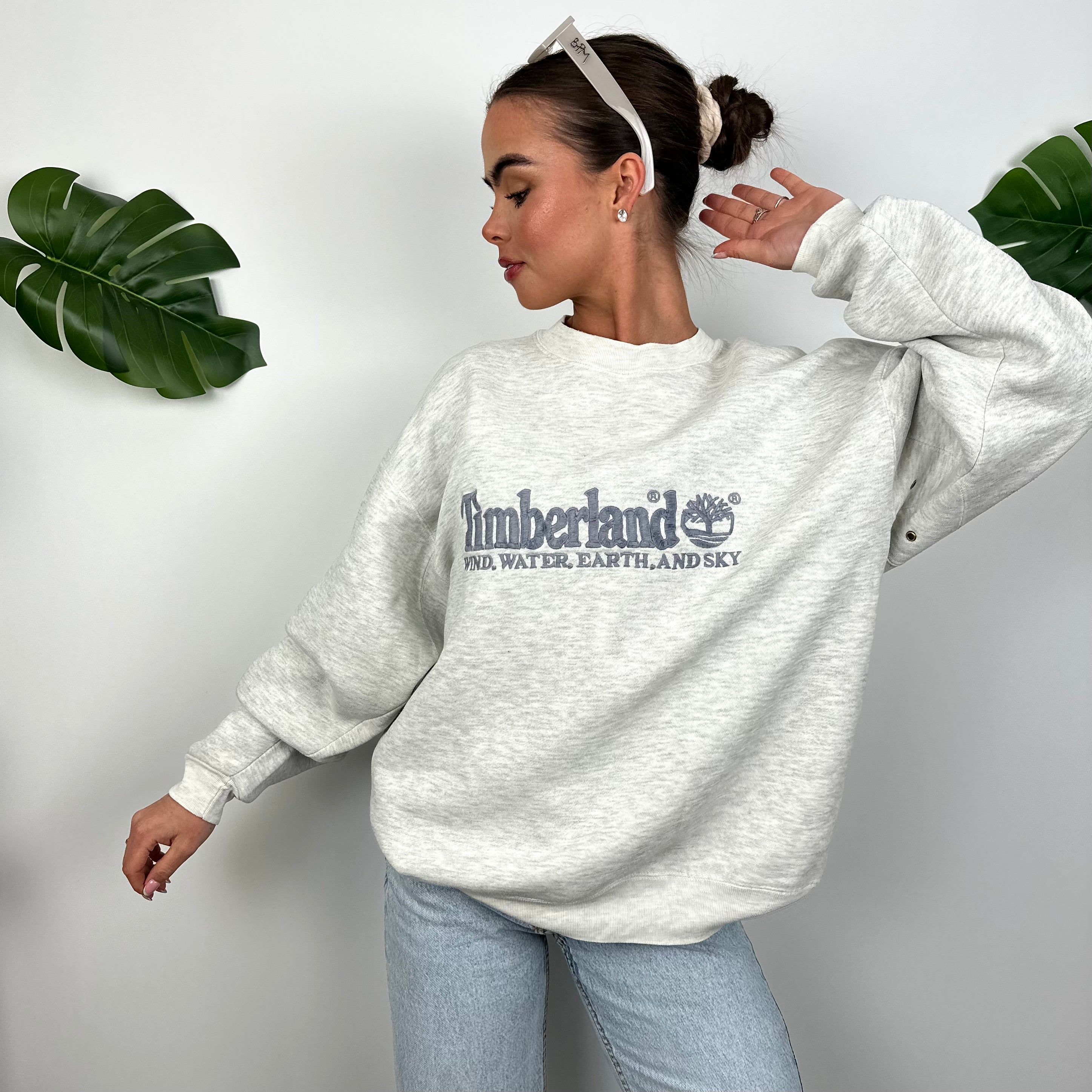 Timberland Grey Embroidered Spell Out Sweatshirt (M)