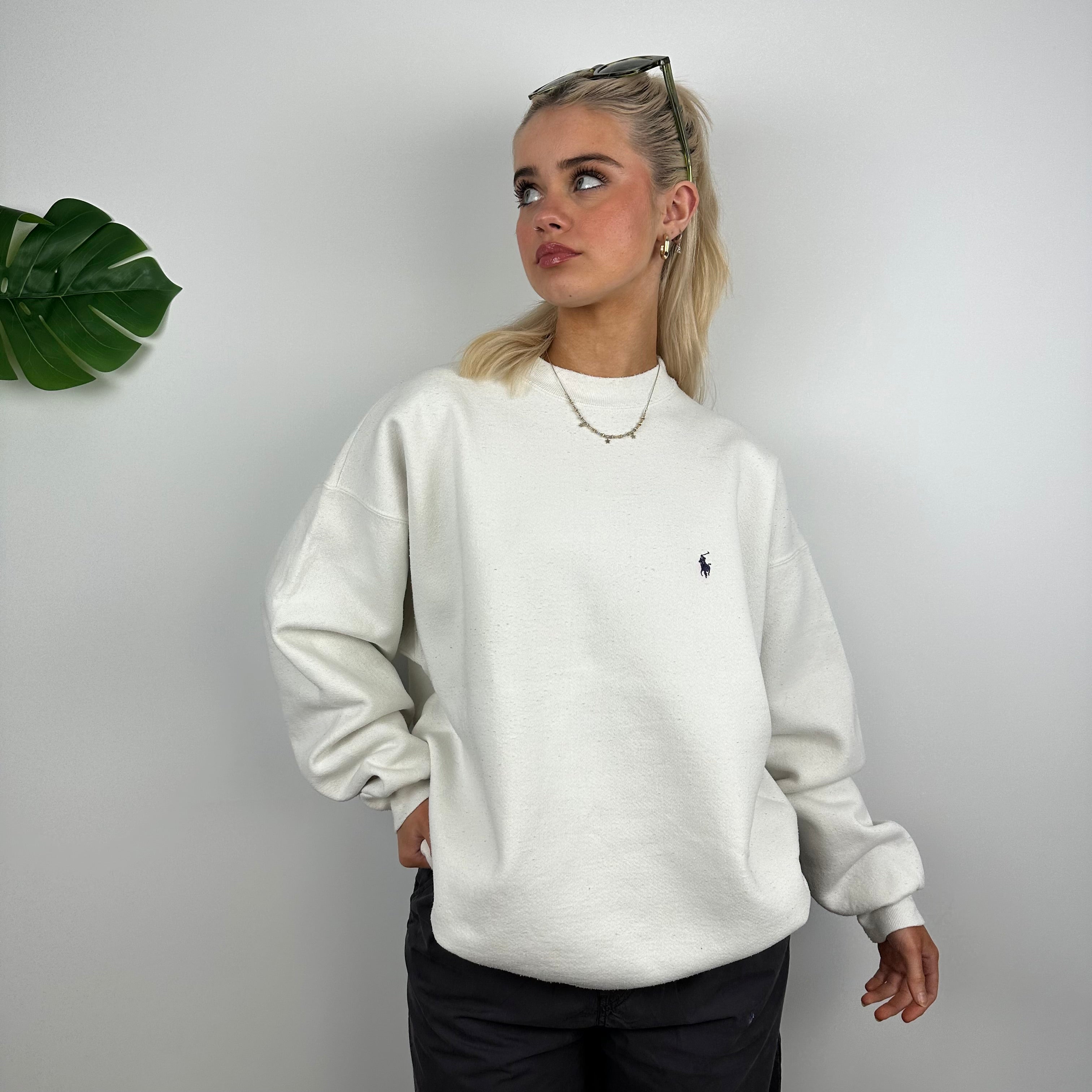 Polo Ralph Lauren White Embroidered Logo Sweatshirt (L)