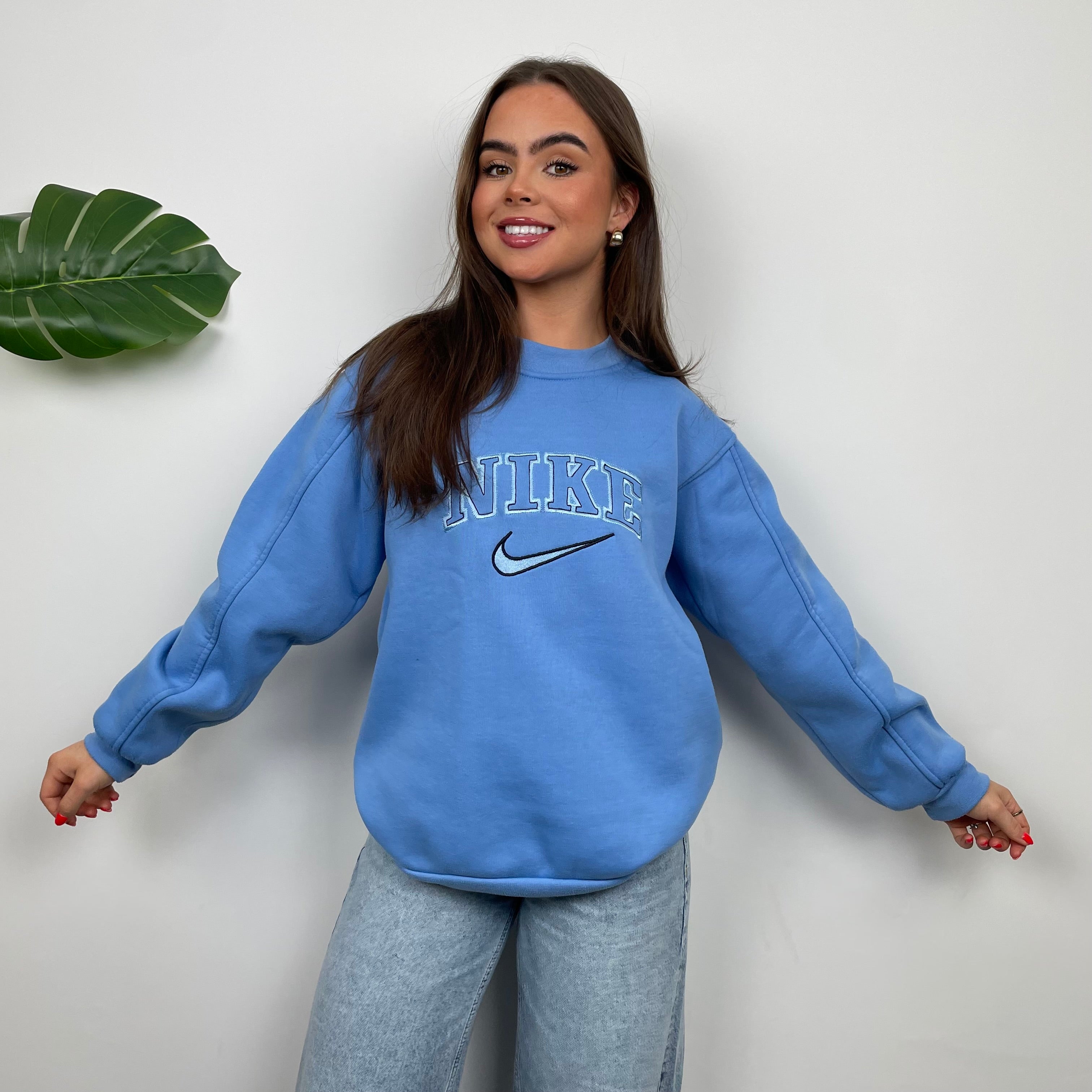 Nike Baby Blue Embroidered Spell Out Sweatshirt (L)