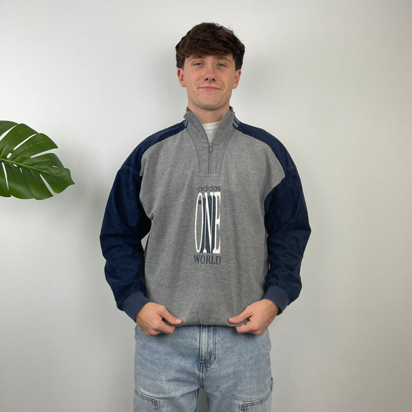 Adidas One World RARE Spell Out Quarter Zip Sweatshirt (M)