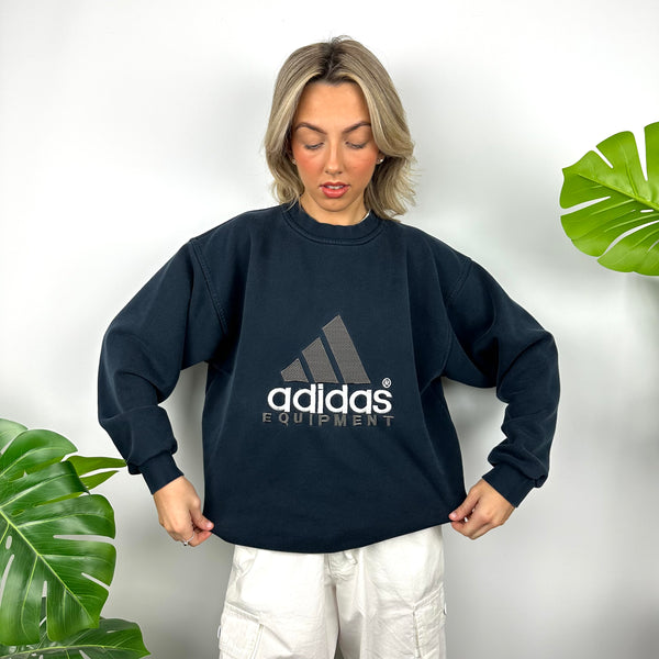 Adidas Equipment RARE Navy Embroidered Spell Out Sweatshirt (L)