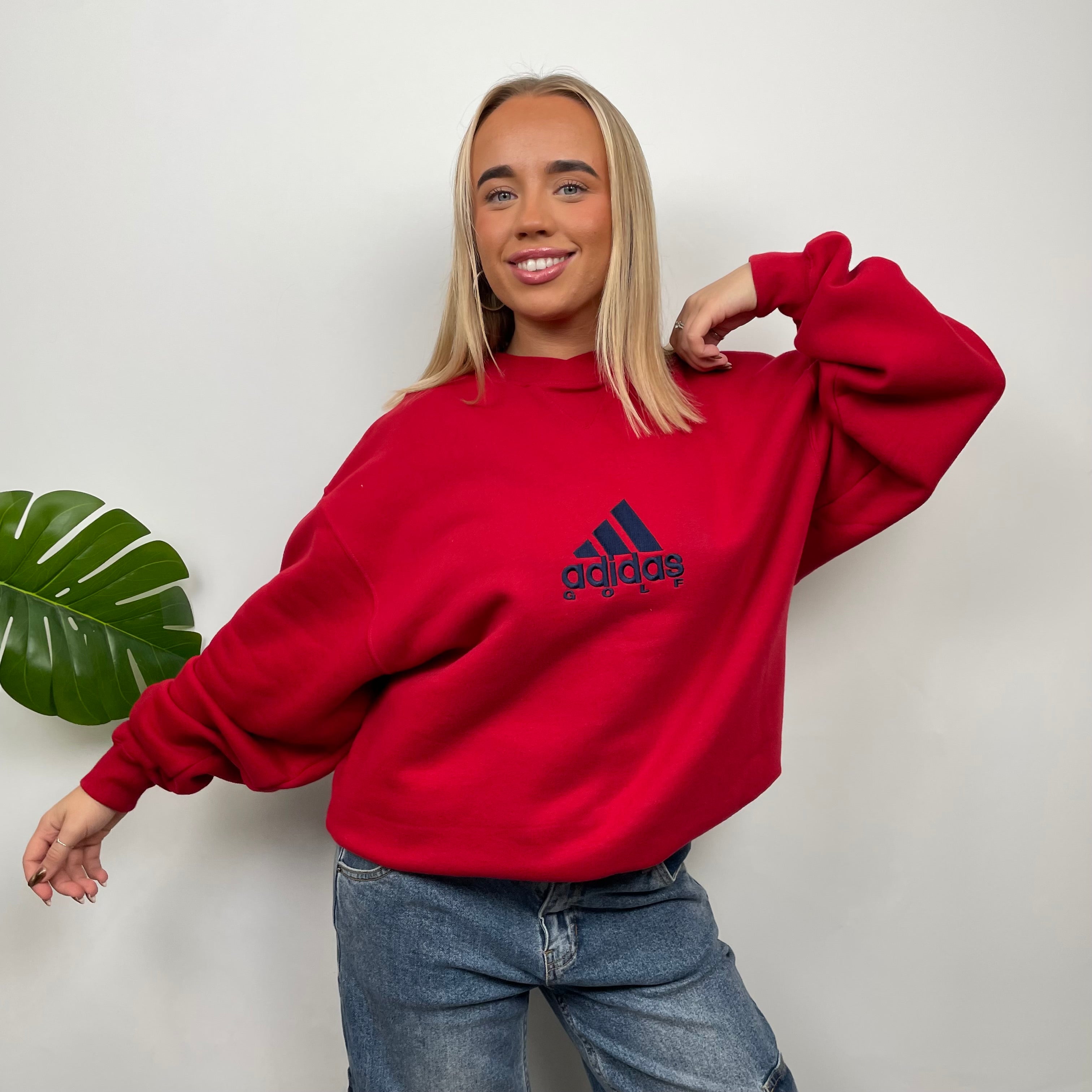 Adidas Golf RARE Red Embroidered Spell Out Sweatshirt (L)