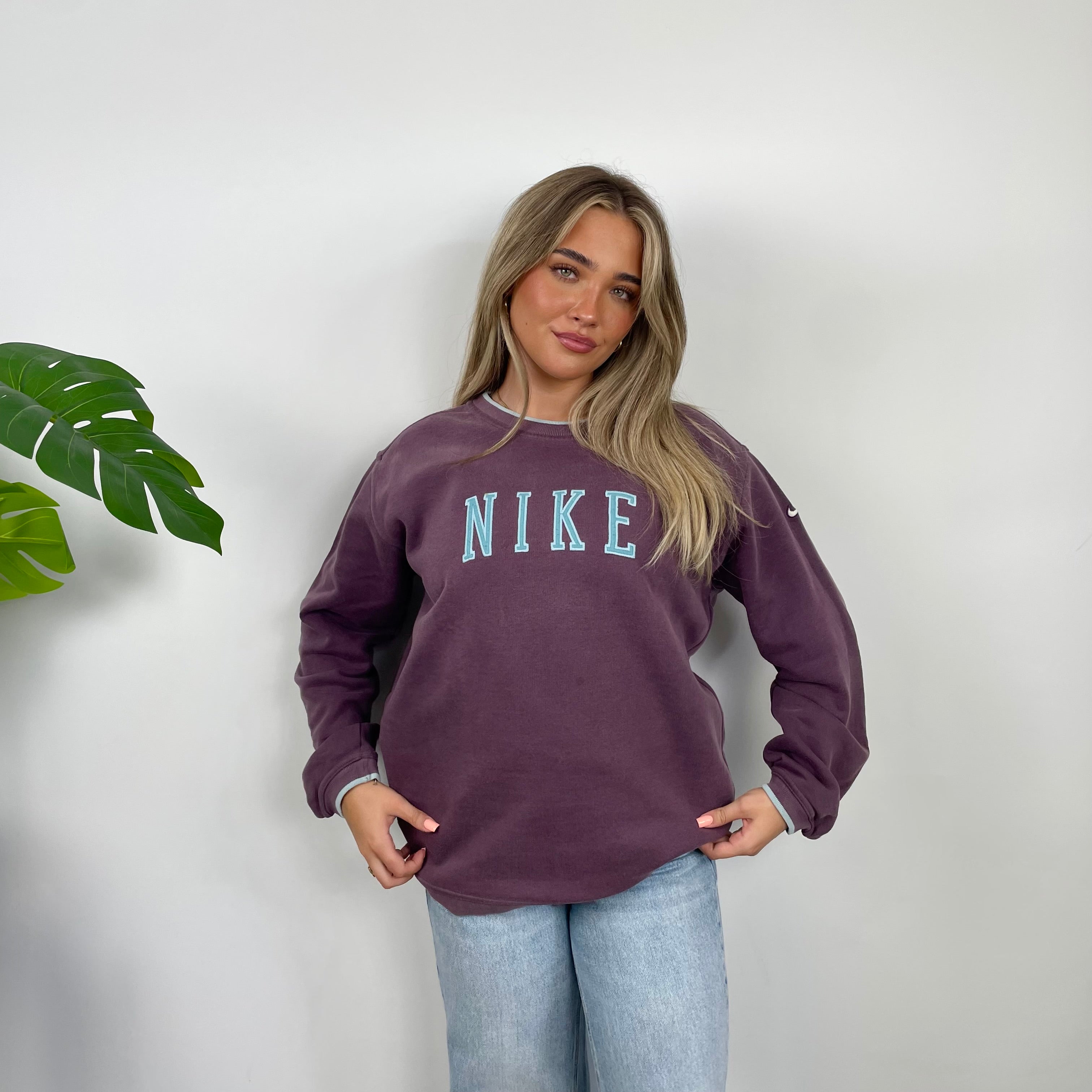 Nike Purple Embroidered Spell Out Sweatshirt (L)