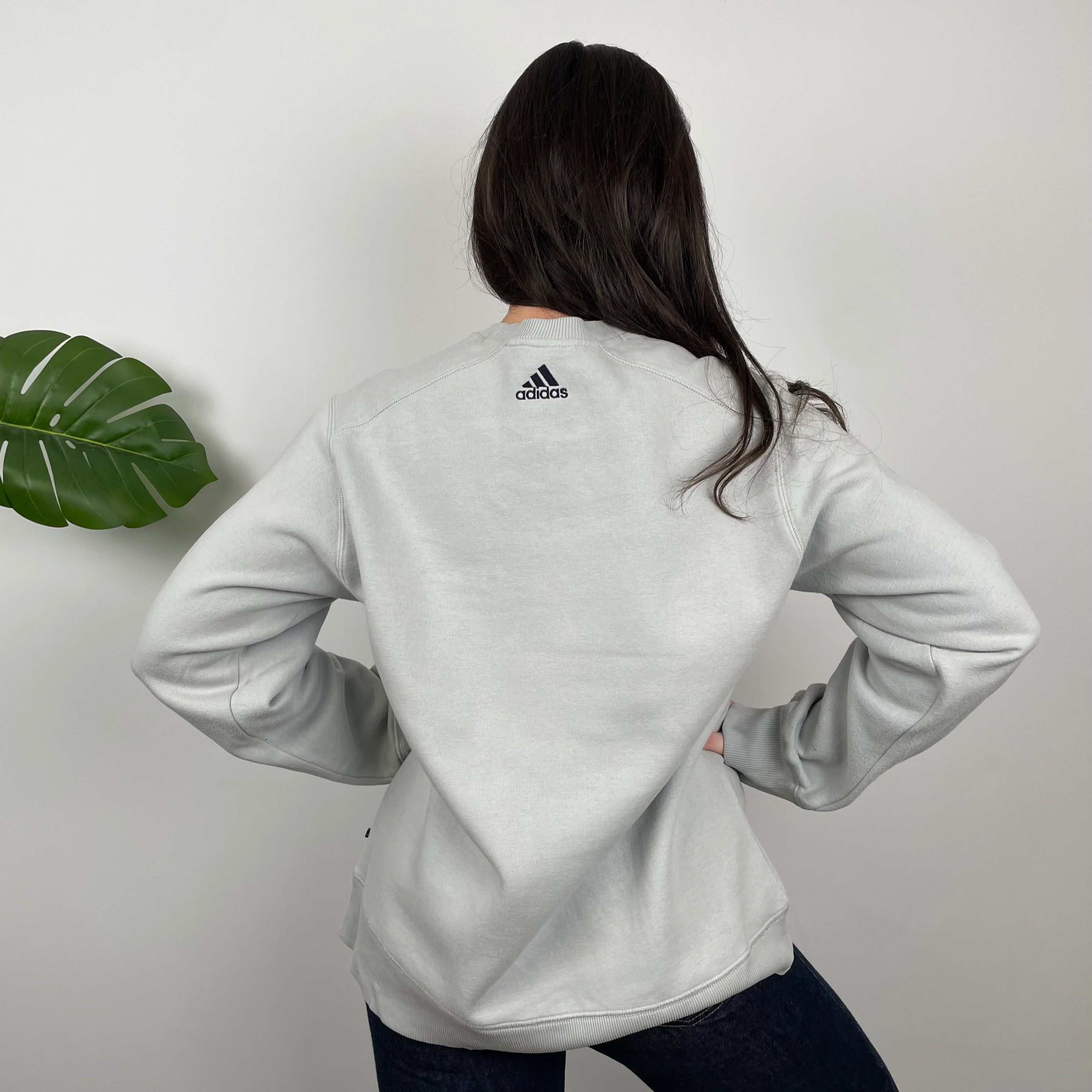 Adidas Grey Embroidered Spell Out Sweatshirt (L)