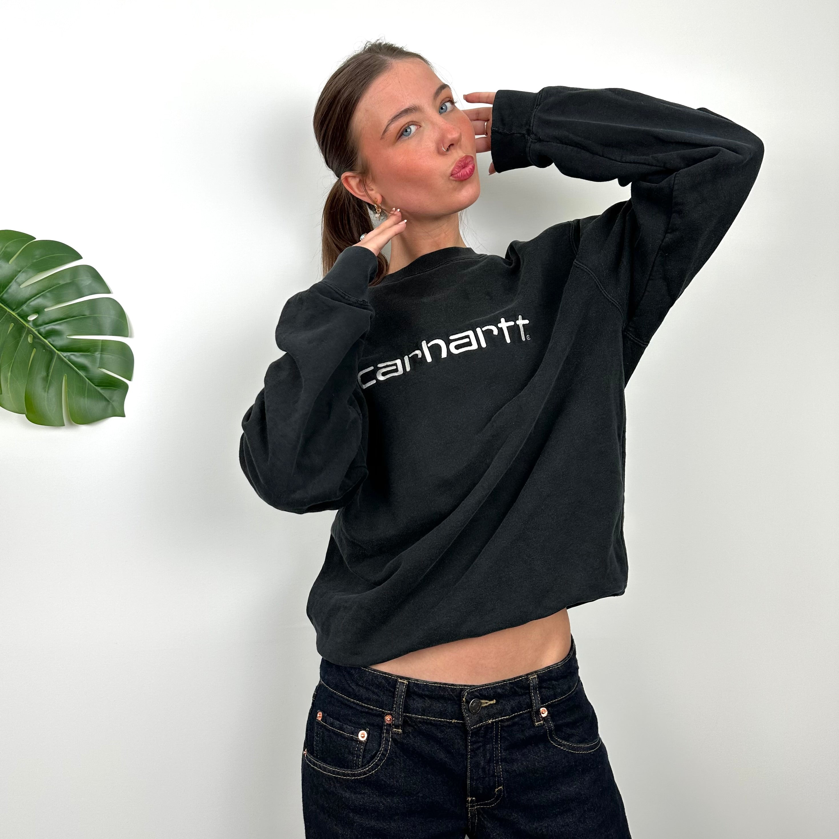 Carhartt Black Embroidered Spell Out Sweatshirt (M)