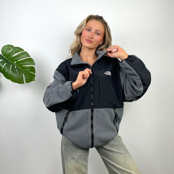 North Face Grey Denali Teddy Bear Fleece Zip Up Jacket (XL)