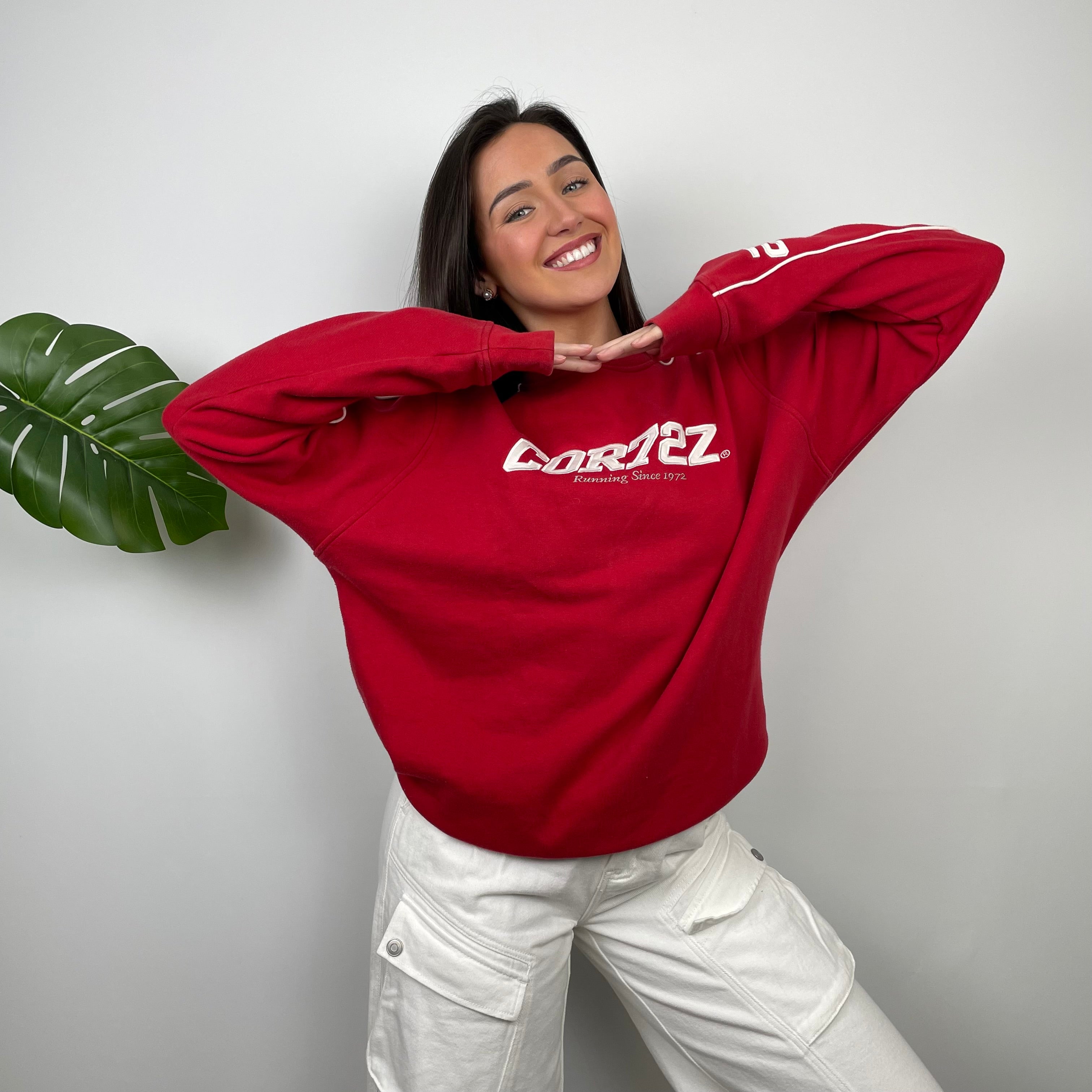 Nike Cortez RARE Red Embroidered Spell Out Sweatshirt (M)