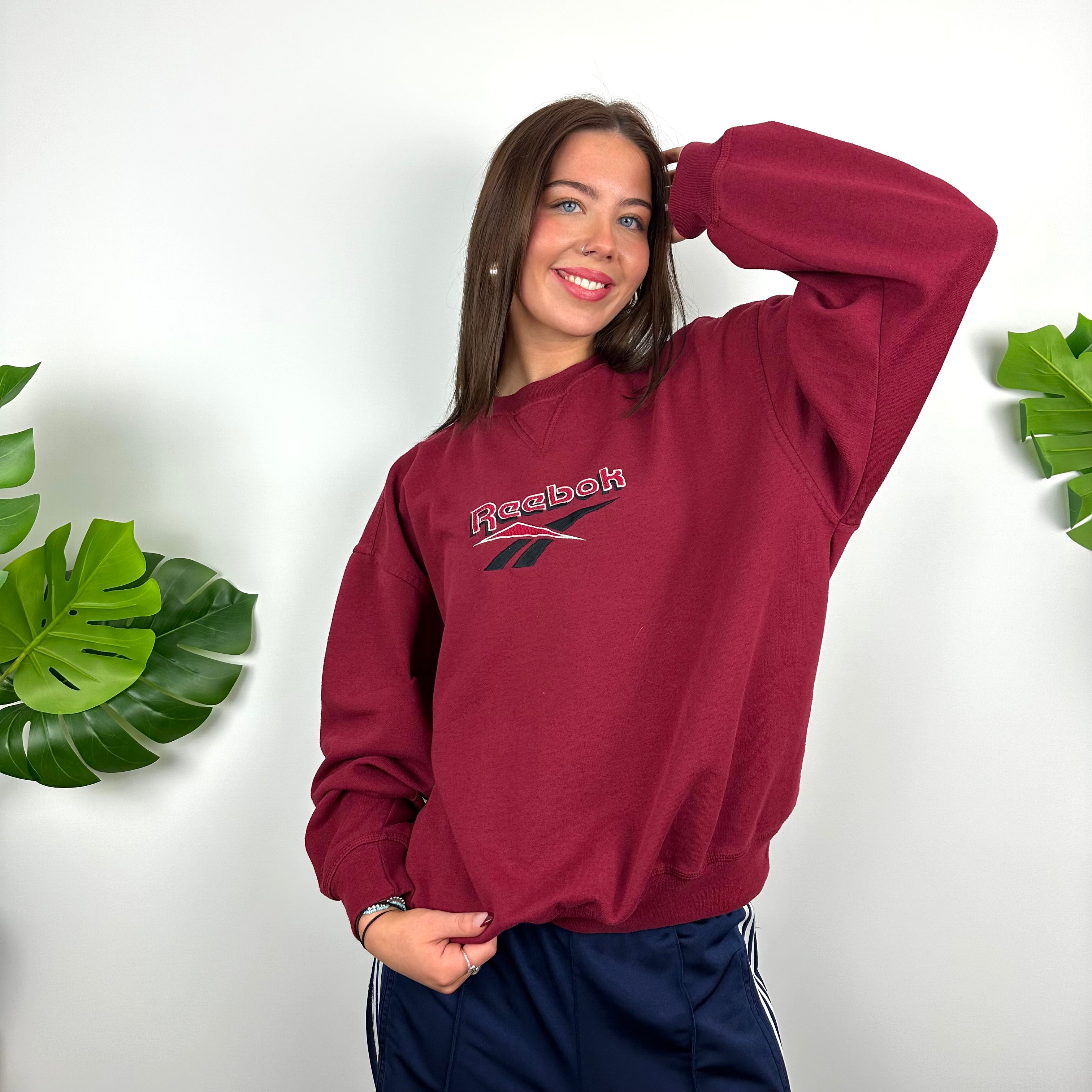 Reebok Red Embroidered Spell Out Sweatshirt (M)