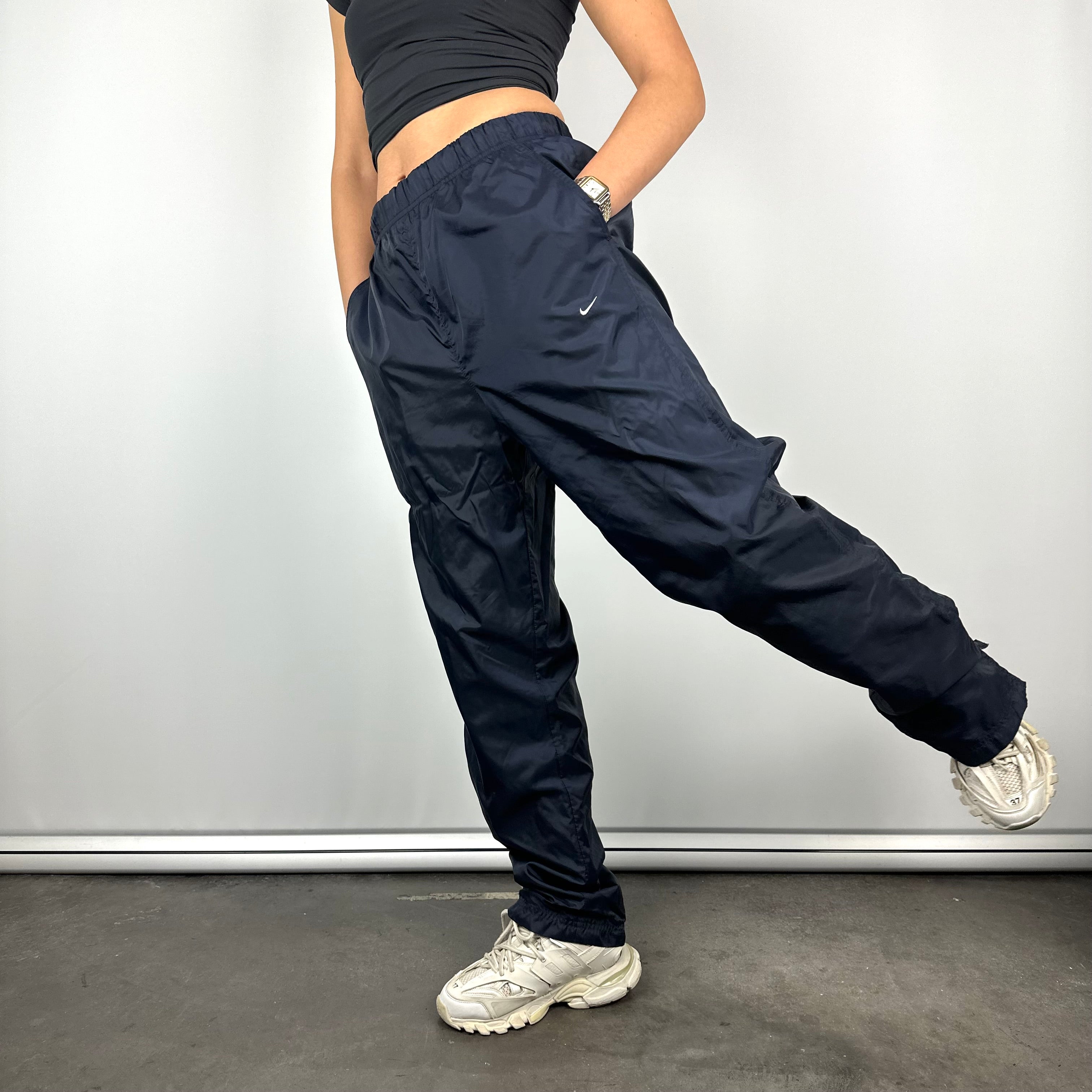 Nike Navy Embroidered Swoosh Track Pants (M)