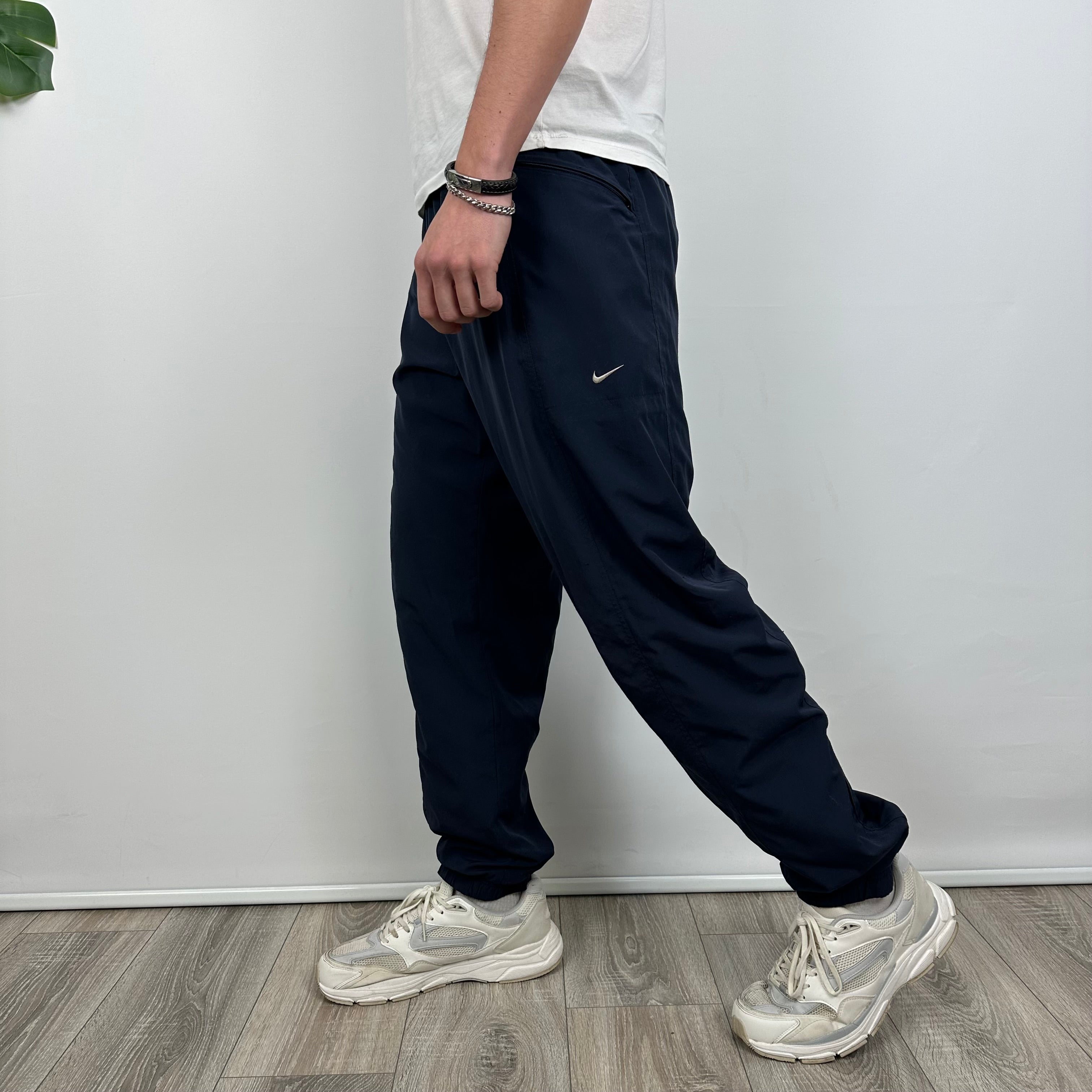 Nike Navy Embroidered Swoosh Track Pants (M)