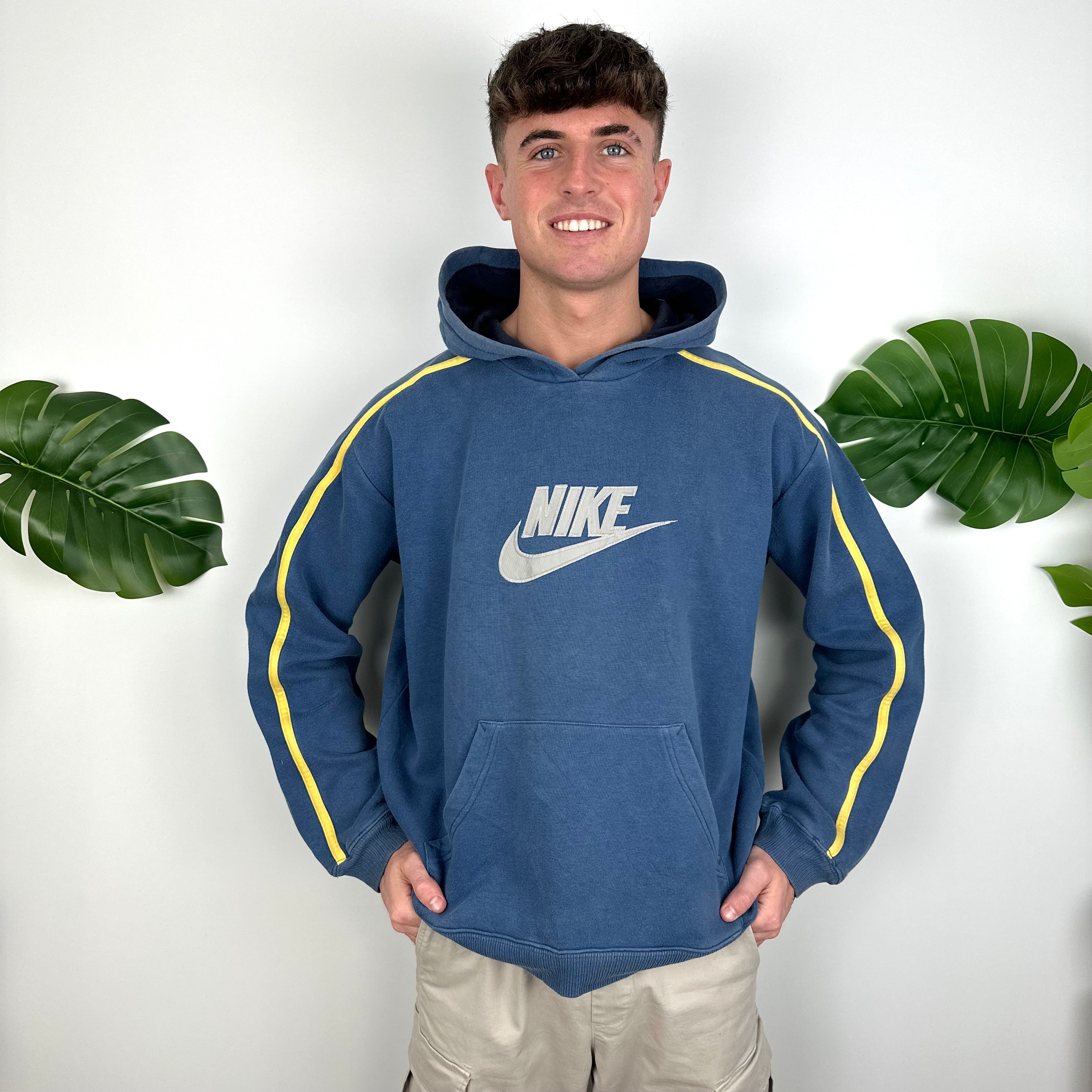 Nike Blue Embroidered Spell Out Hoodie (XL)